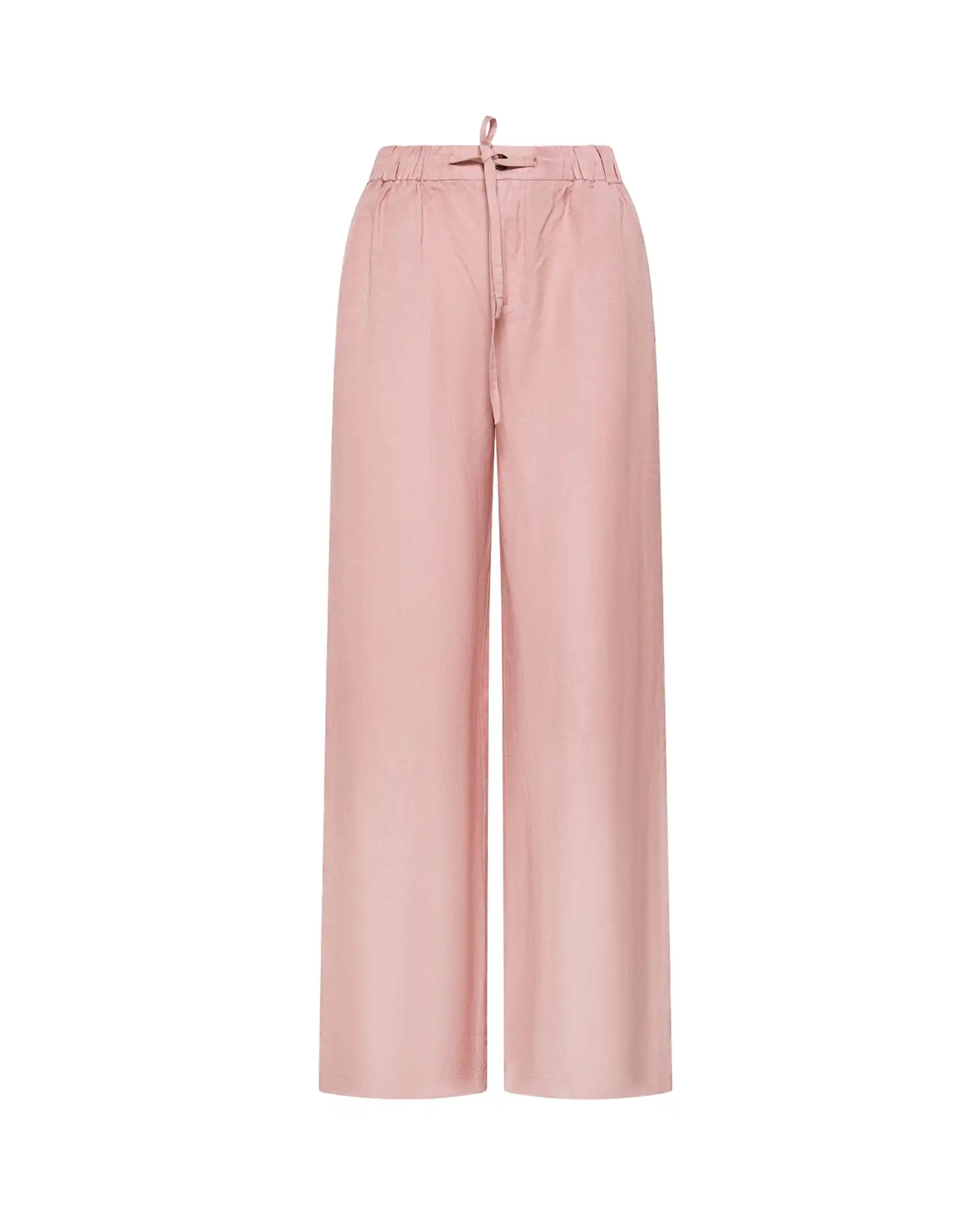 SUN 68 PANTALONI WIDE LEG LINEN ROSA