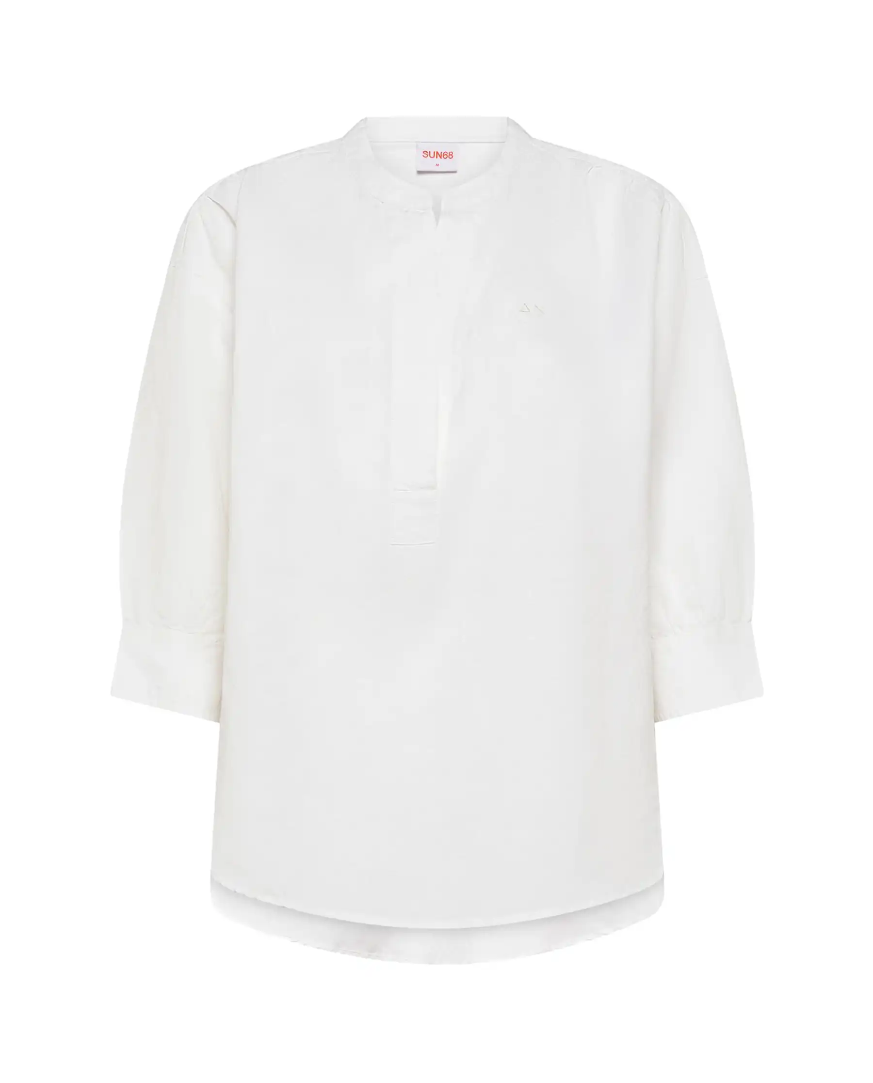 SUN 68 BLUSA HENLEY LINEN PANNA