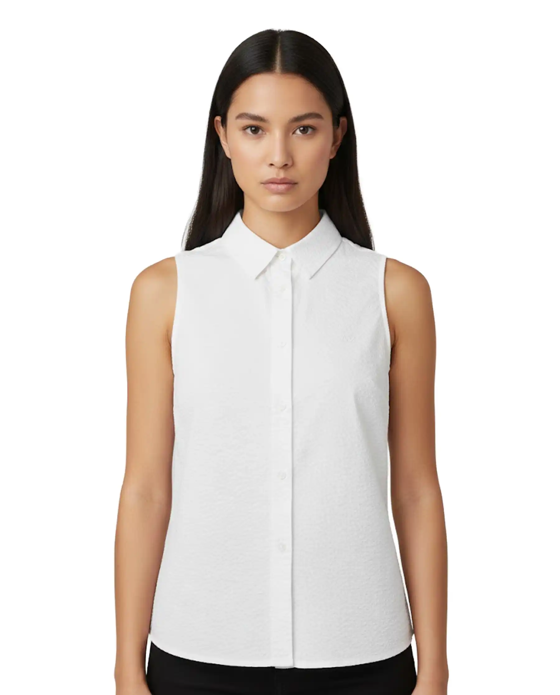 SUN 68 TOP SLEEVES SEERSUCKER BIANCO