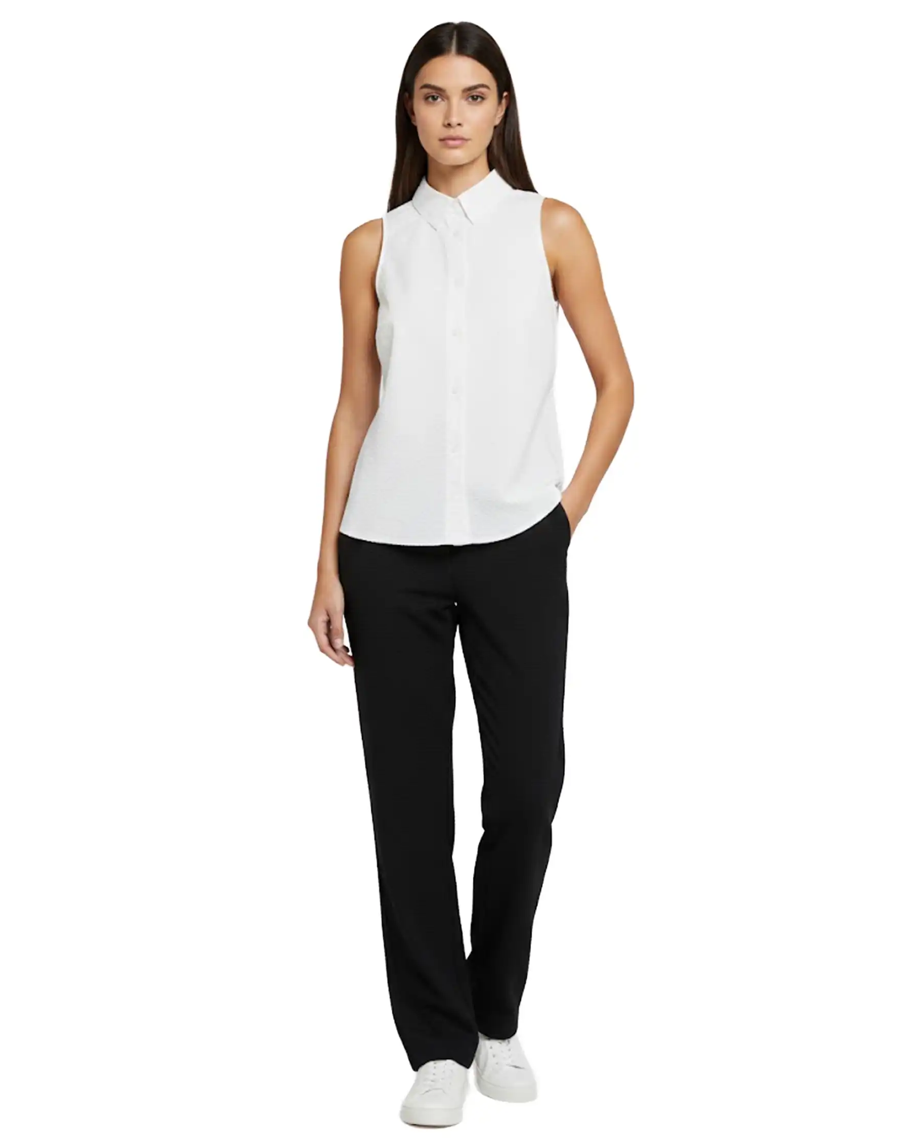 SUN 68 TOP SLEEVES SEERSUCKER BIANCO