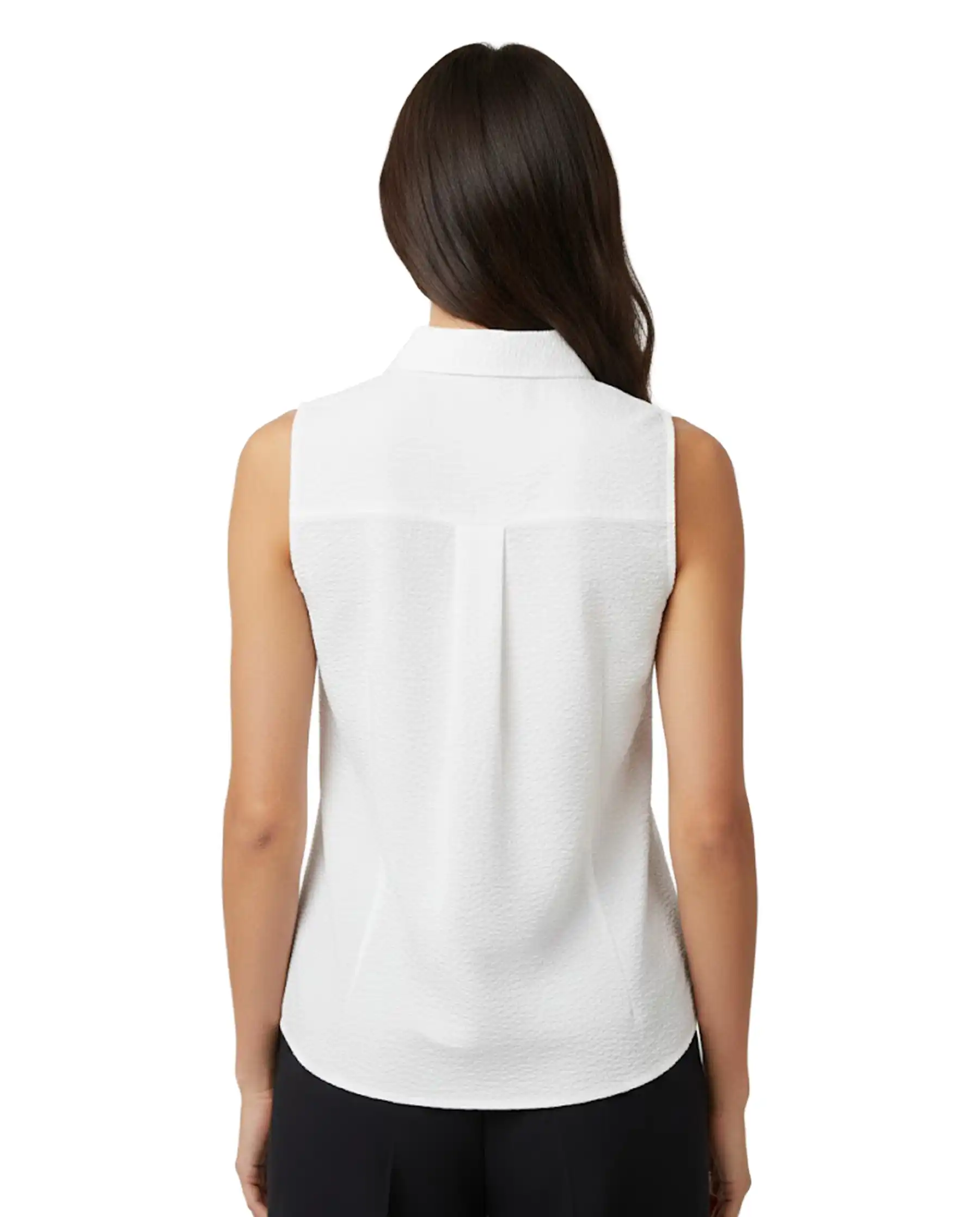 SUN 68 TOP SLEEVES SEERSUCKER BIANCO