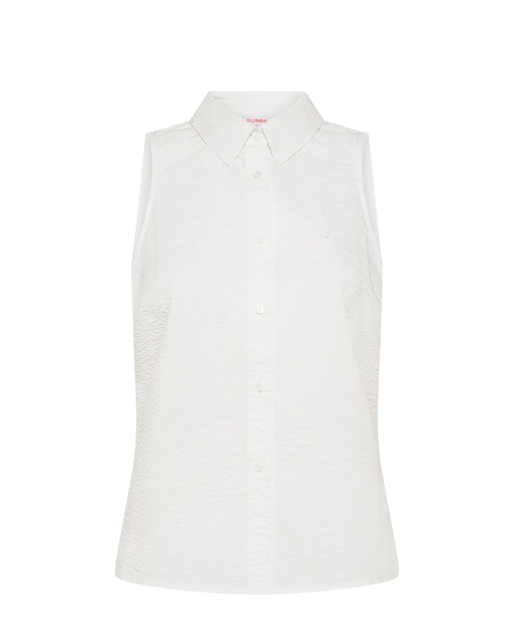 SUN 68 TOP SLEEVES SEERSUCKER BIANCO