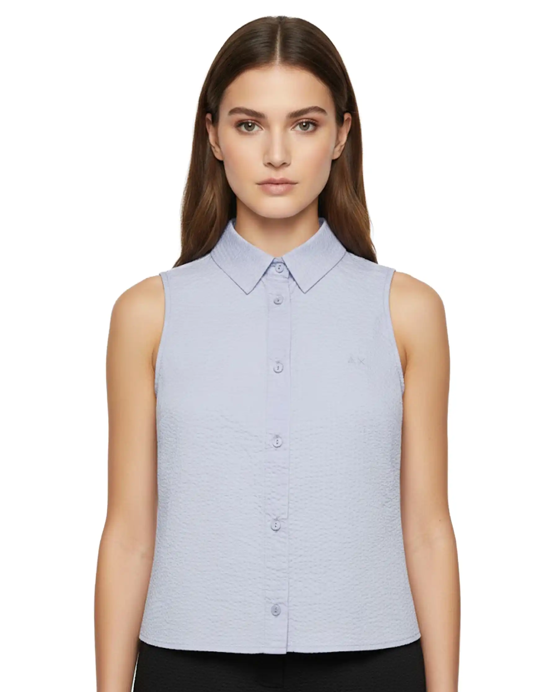 SUN 68 TOP SLEEVES SEERSUCKER LILLA