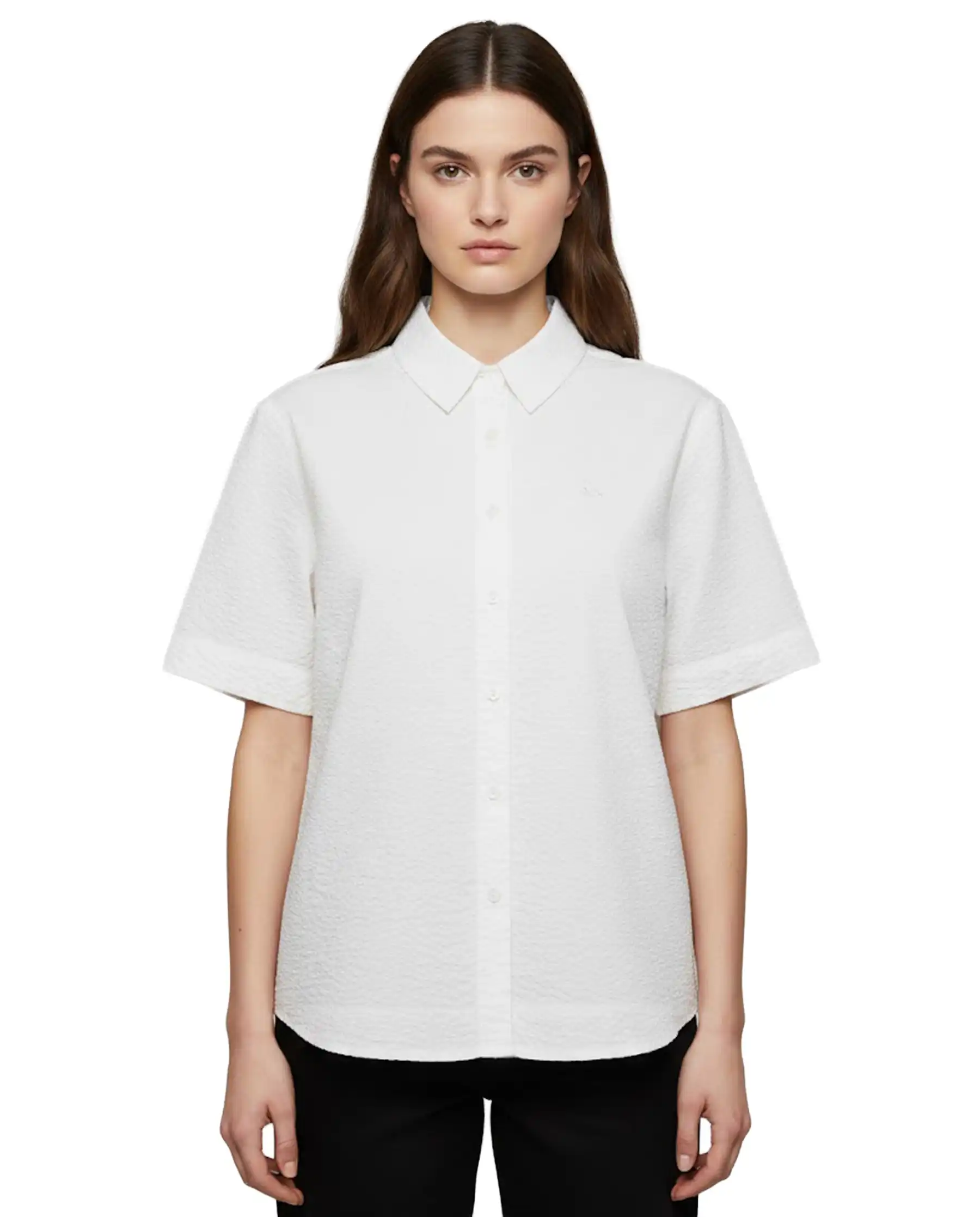 SUN 68 CAMICIA BOWLING SEERSUCKER BIANCO