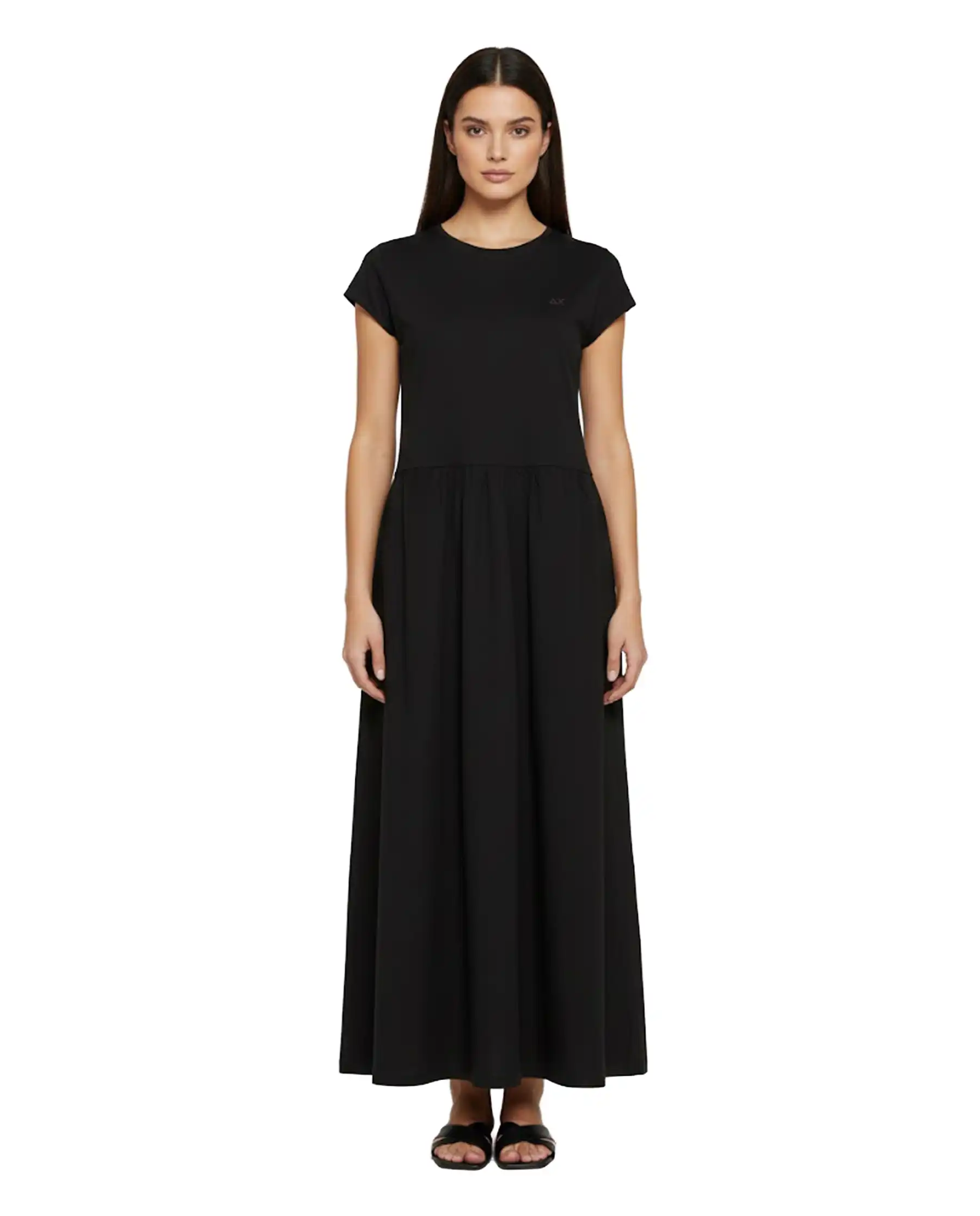 SUN 68 ABITO LUNGO MIXED FABRIC NERO