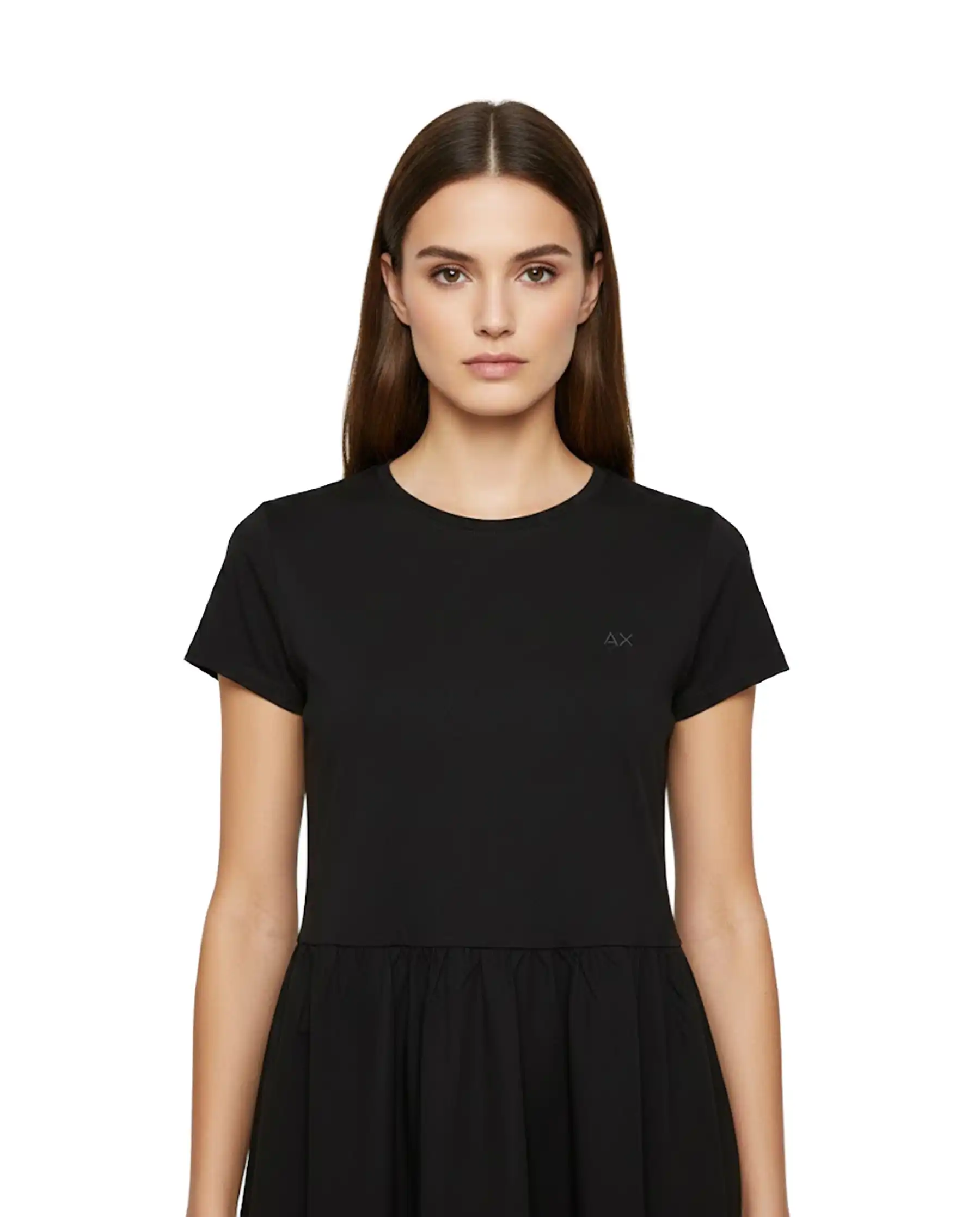 SUN 68 ABITO LUNGO MIXED FABRIC NERO