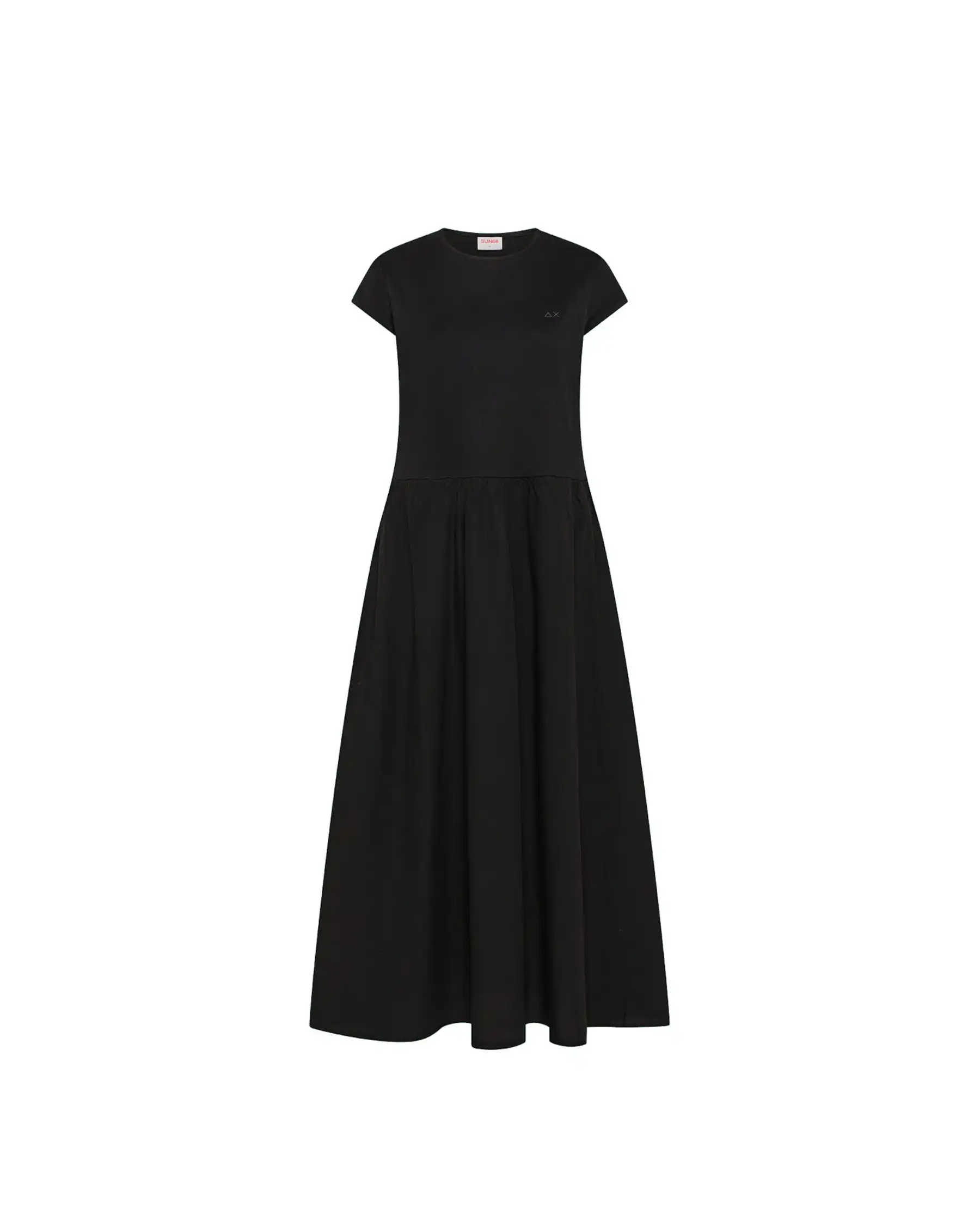 SUN 68 ABITO LUNGO MIXED FABRIC NERO