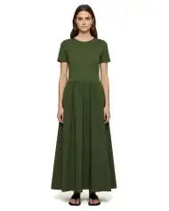 SUN 68 ABITO LUNGO MIXED FABRIC VERDE MILITARE