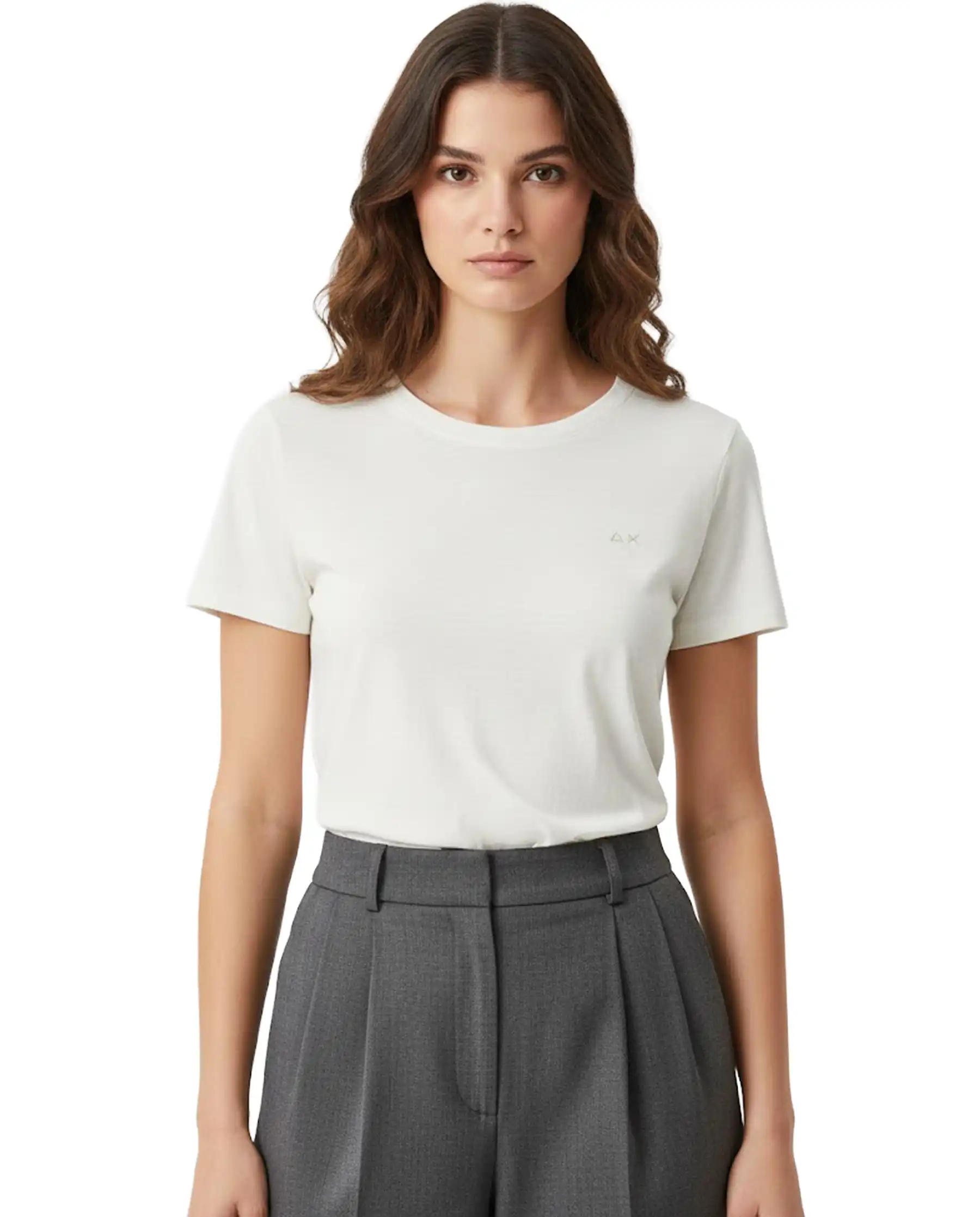 SUN 68 T-SHIRT JERSEY SLUB PANNA