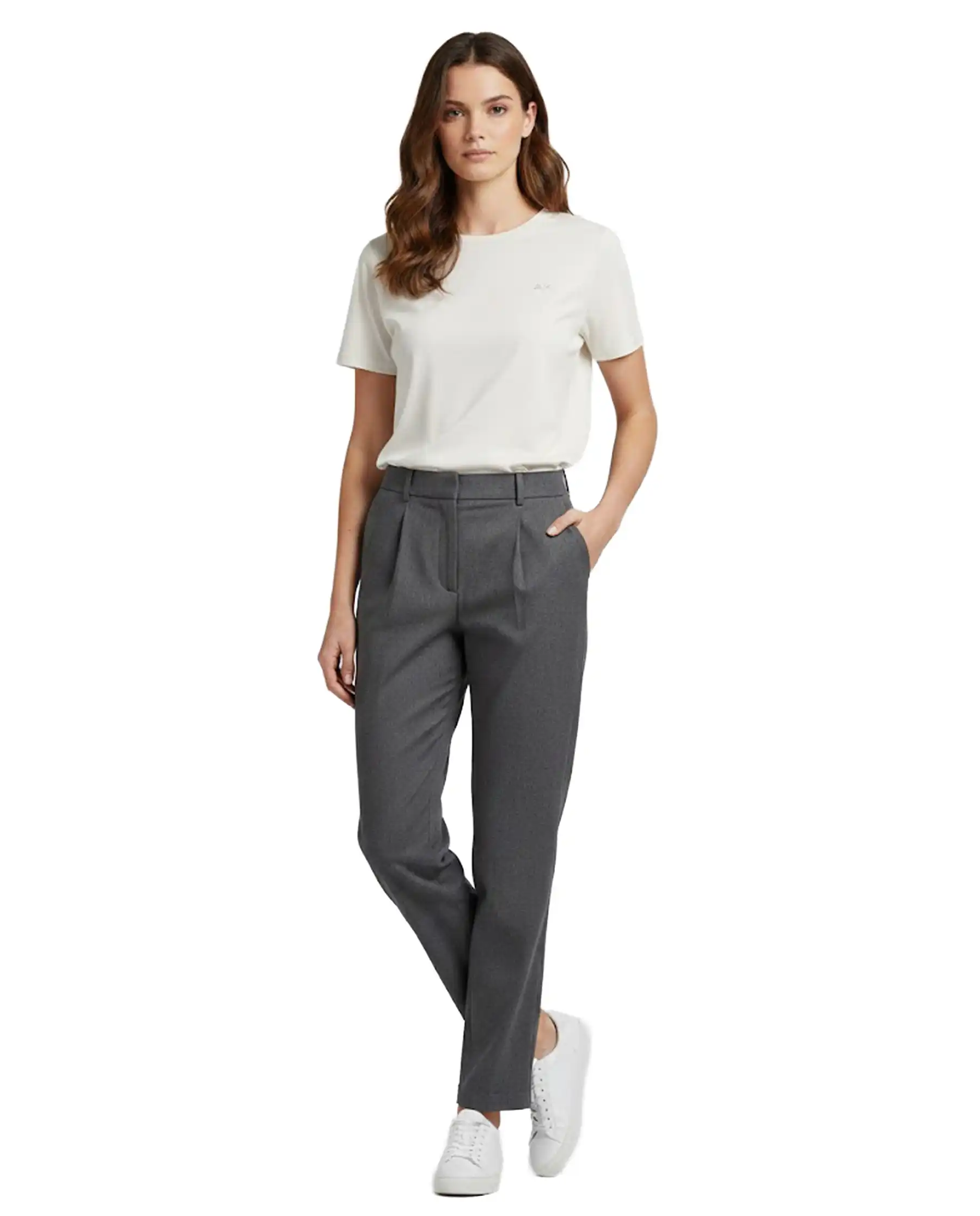 SUN 68 T-SHIRT JERSEY SLUB PANNA