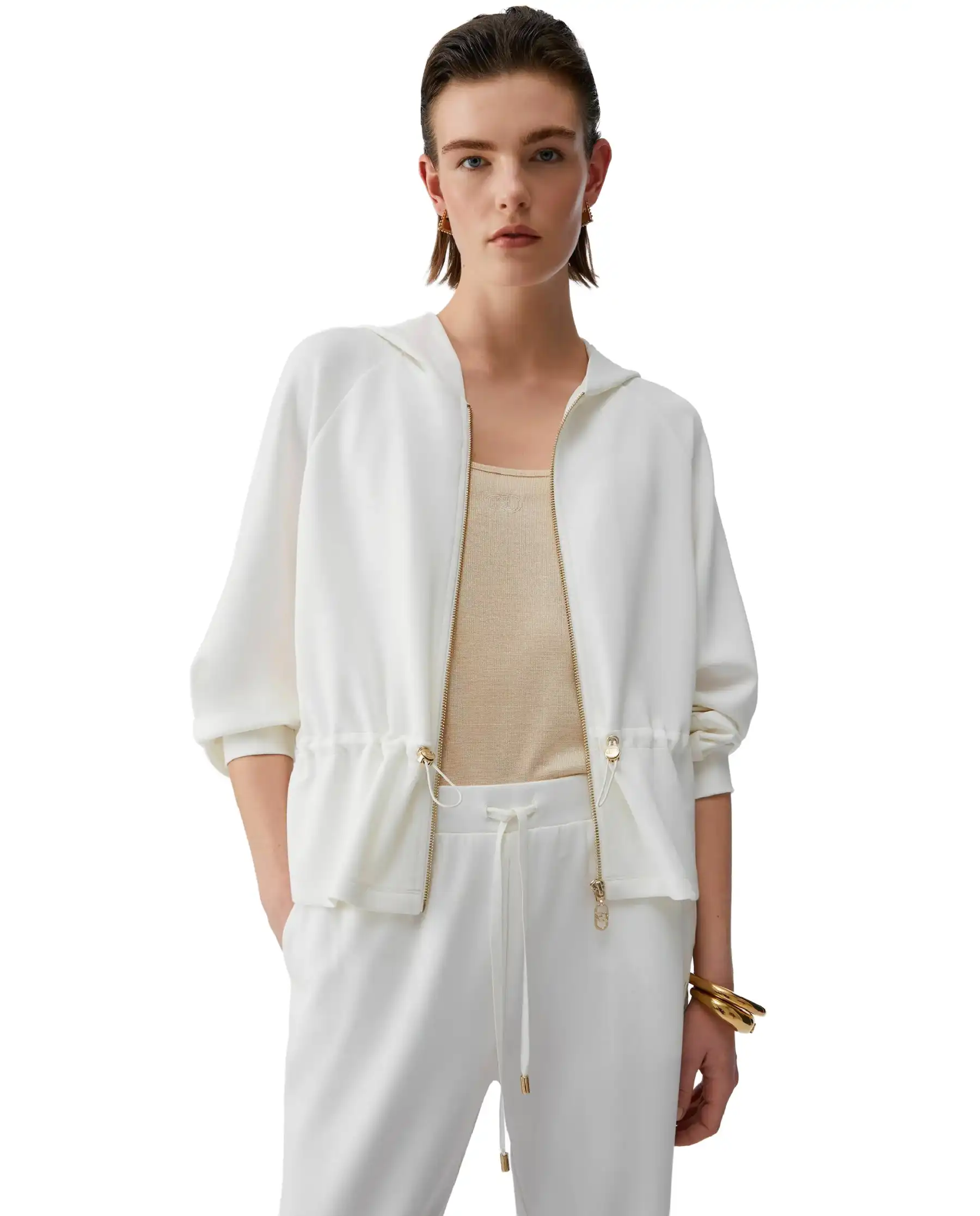 LIU JO FELPA CON ZIP BIANCO