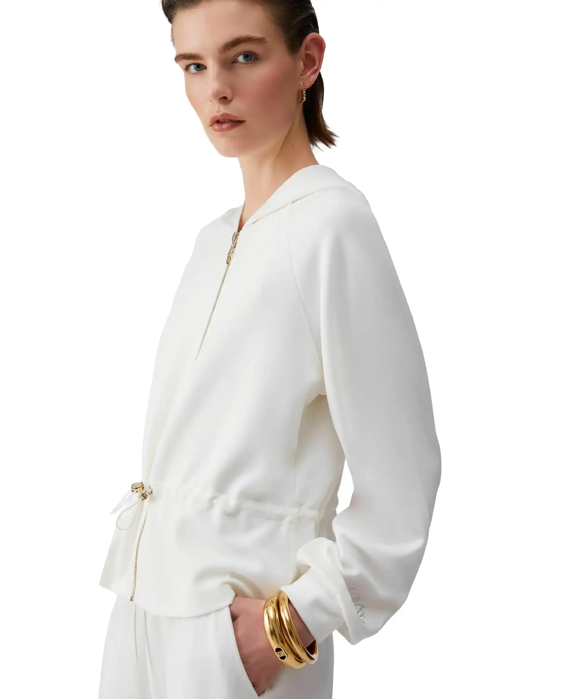 LIU JO FELPA CON ZIP BIANCO