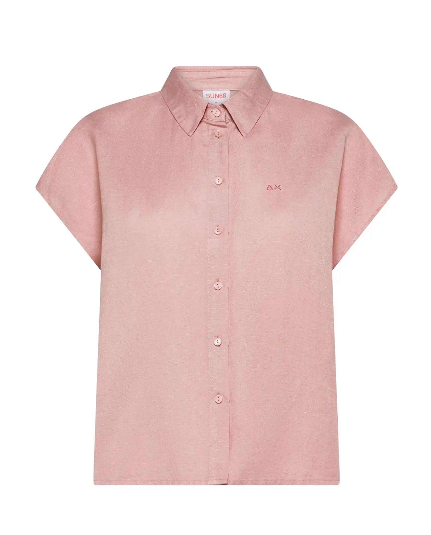 SUN 68 CAMICIA A MANICHE CORTE SLEEVES ROSA