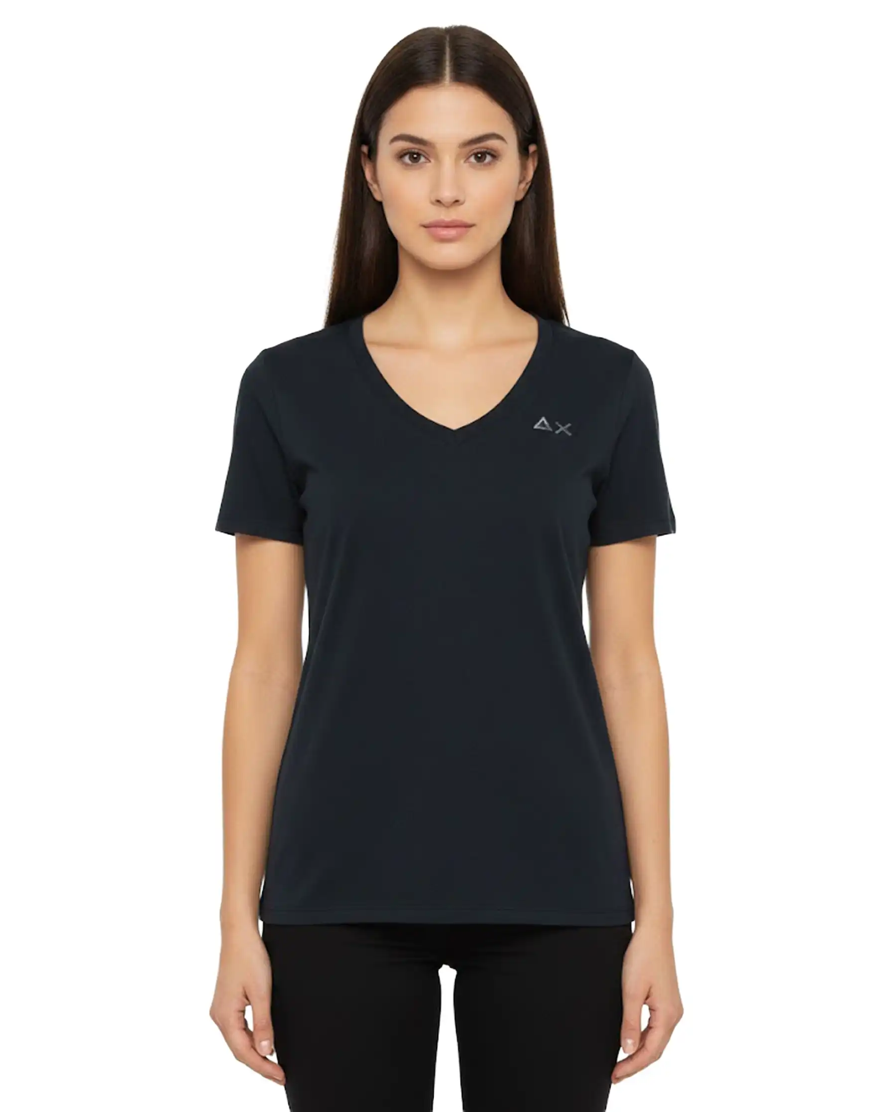 SUN 68 T-SHIRT V NECK PIQUET BLU