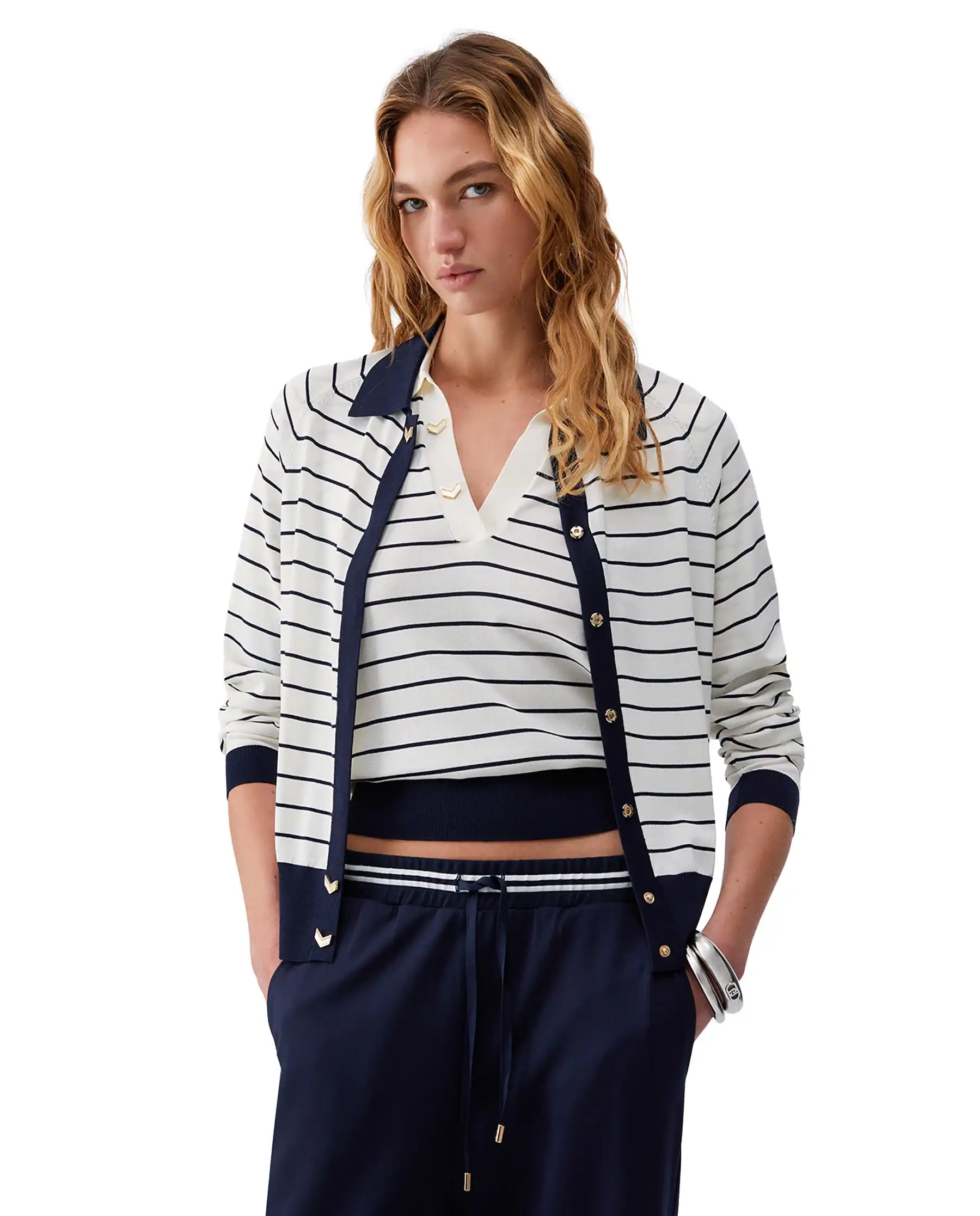 LIU JO CARDIGAN A RIGHE BLU