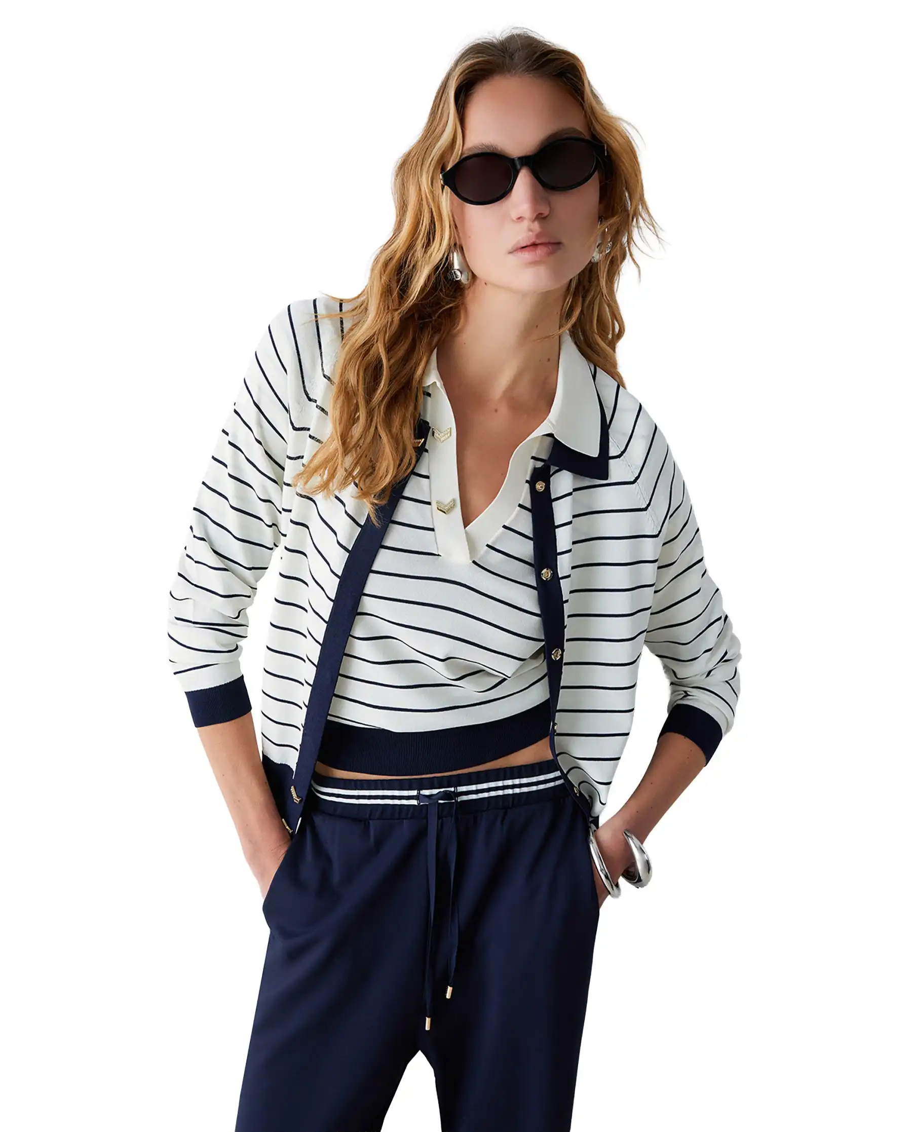 LIU JO CARDIGAN A RIGHE BLU