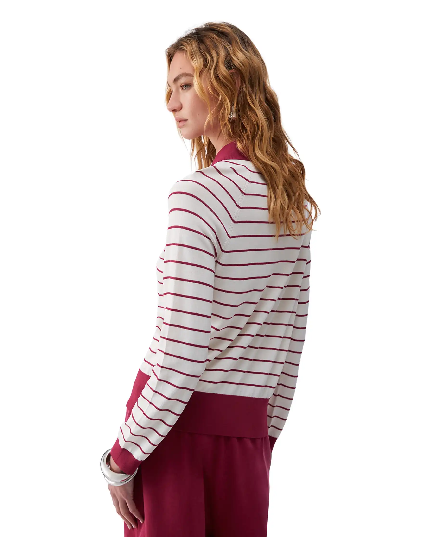 LIU JO CARDIGAN A RIGHE ROSSO