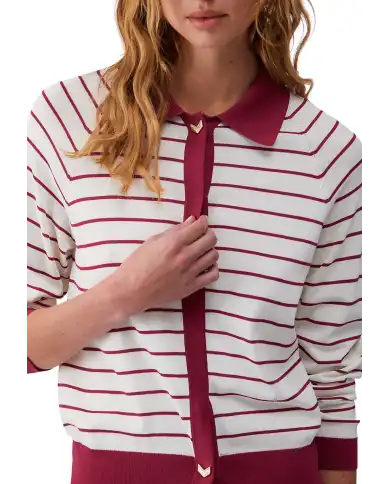 LIU JO CARDIGAN A RIGHE ROSSO