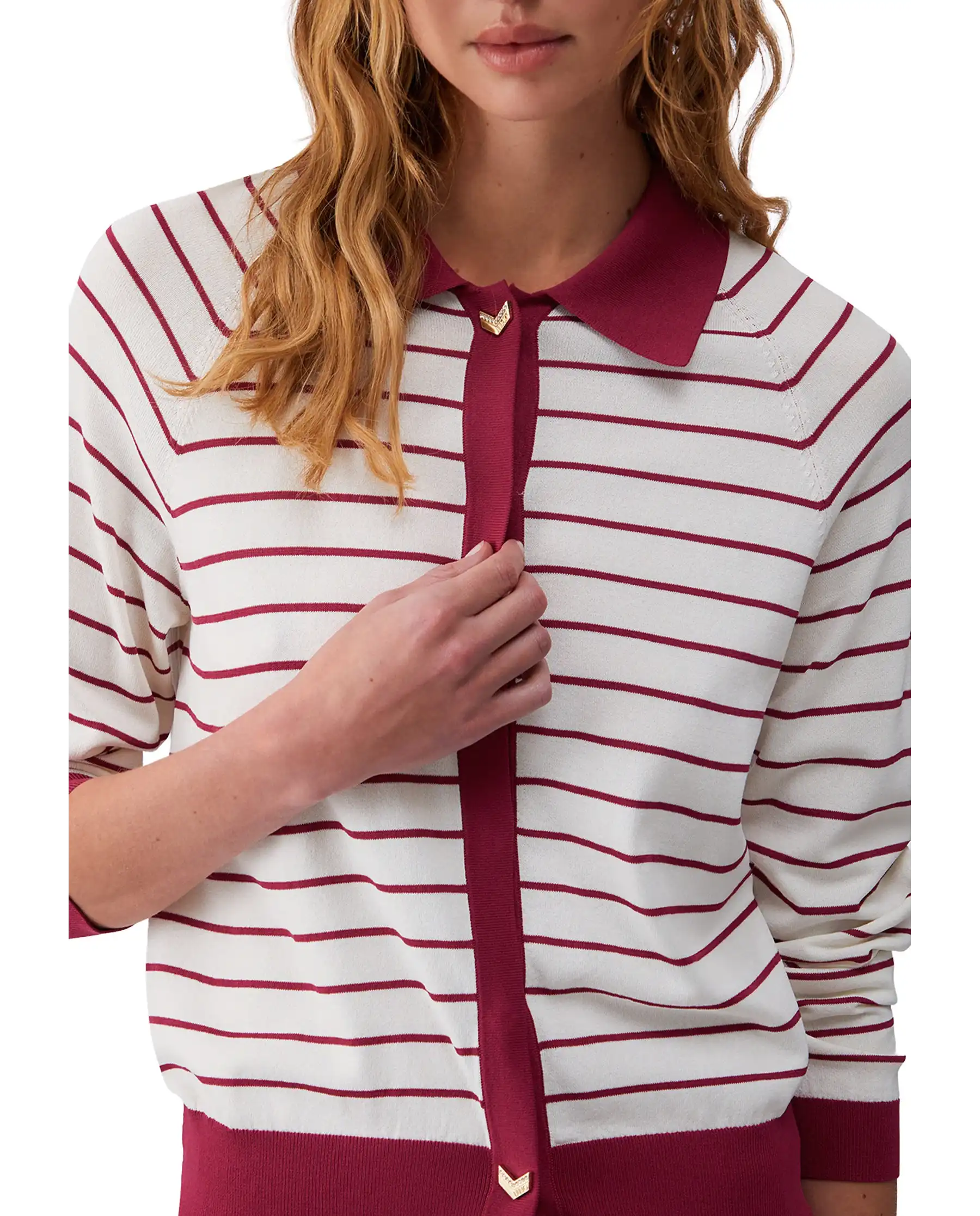 LIU JO CARDIGAN A RIGHE ROSSO