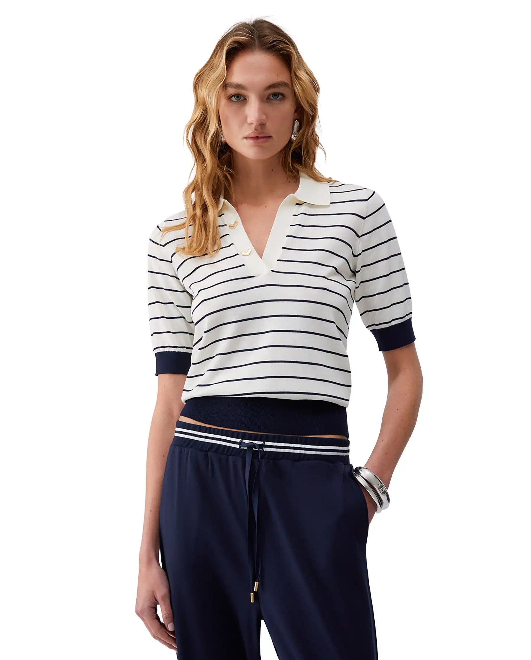 LIU JO POLO A RIGHE BIANCO