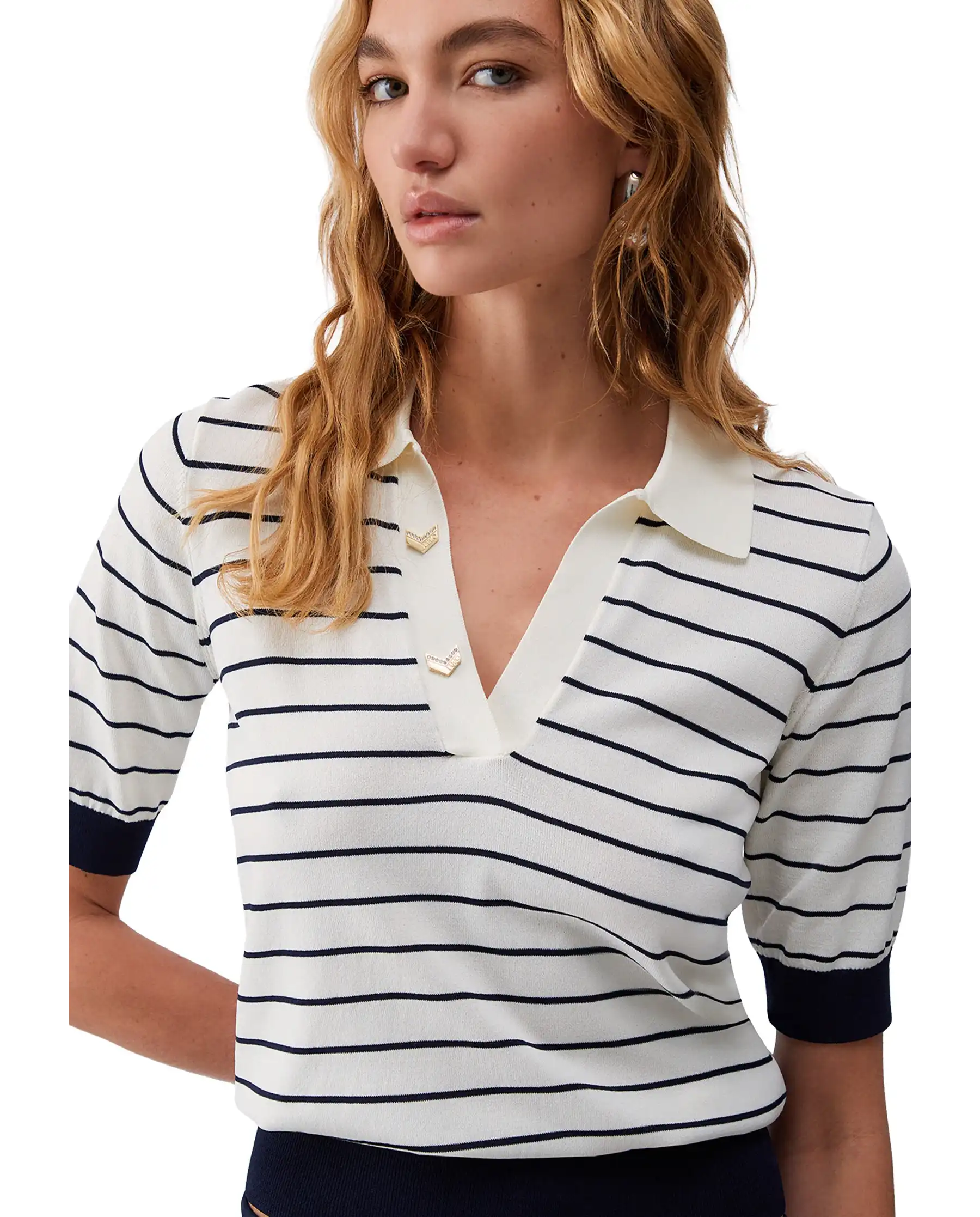 LIU JO POLO A RIGHE BIANCO