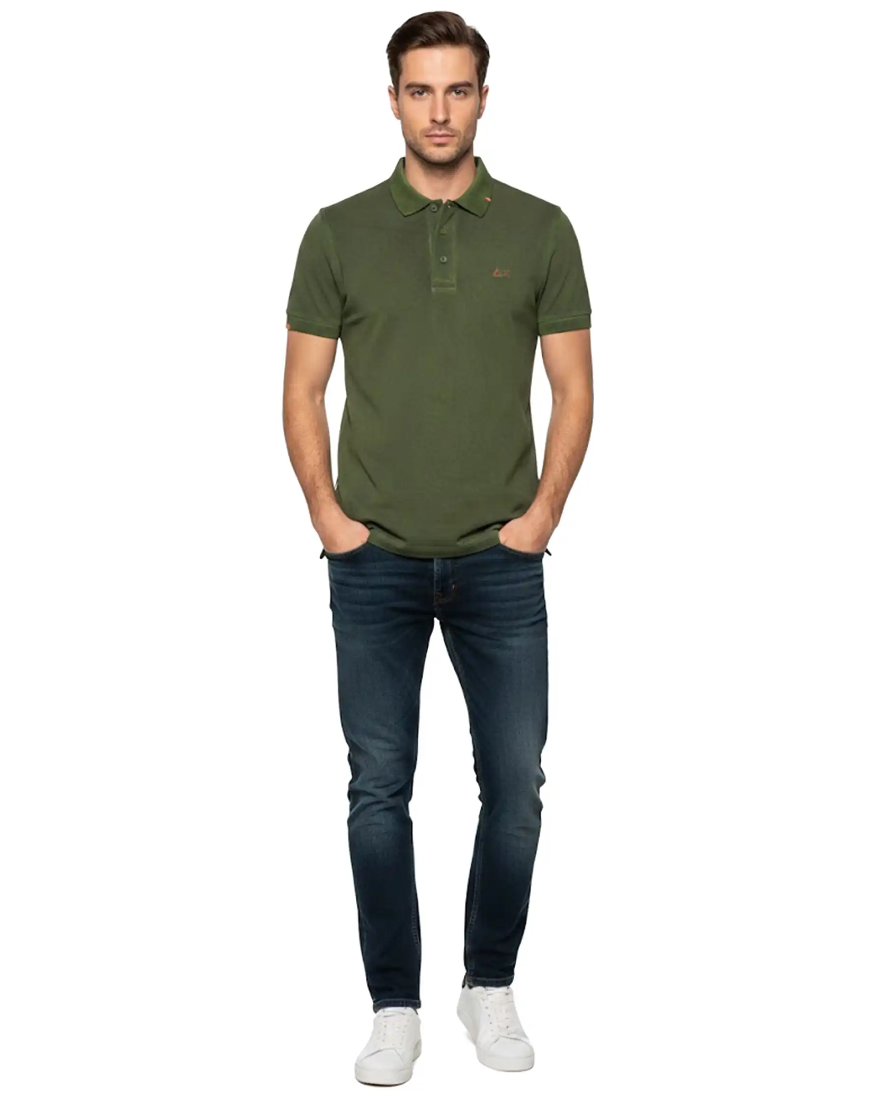 SUN 68 POLO SPECIAL DYED BEACH VERDE MILITARE