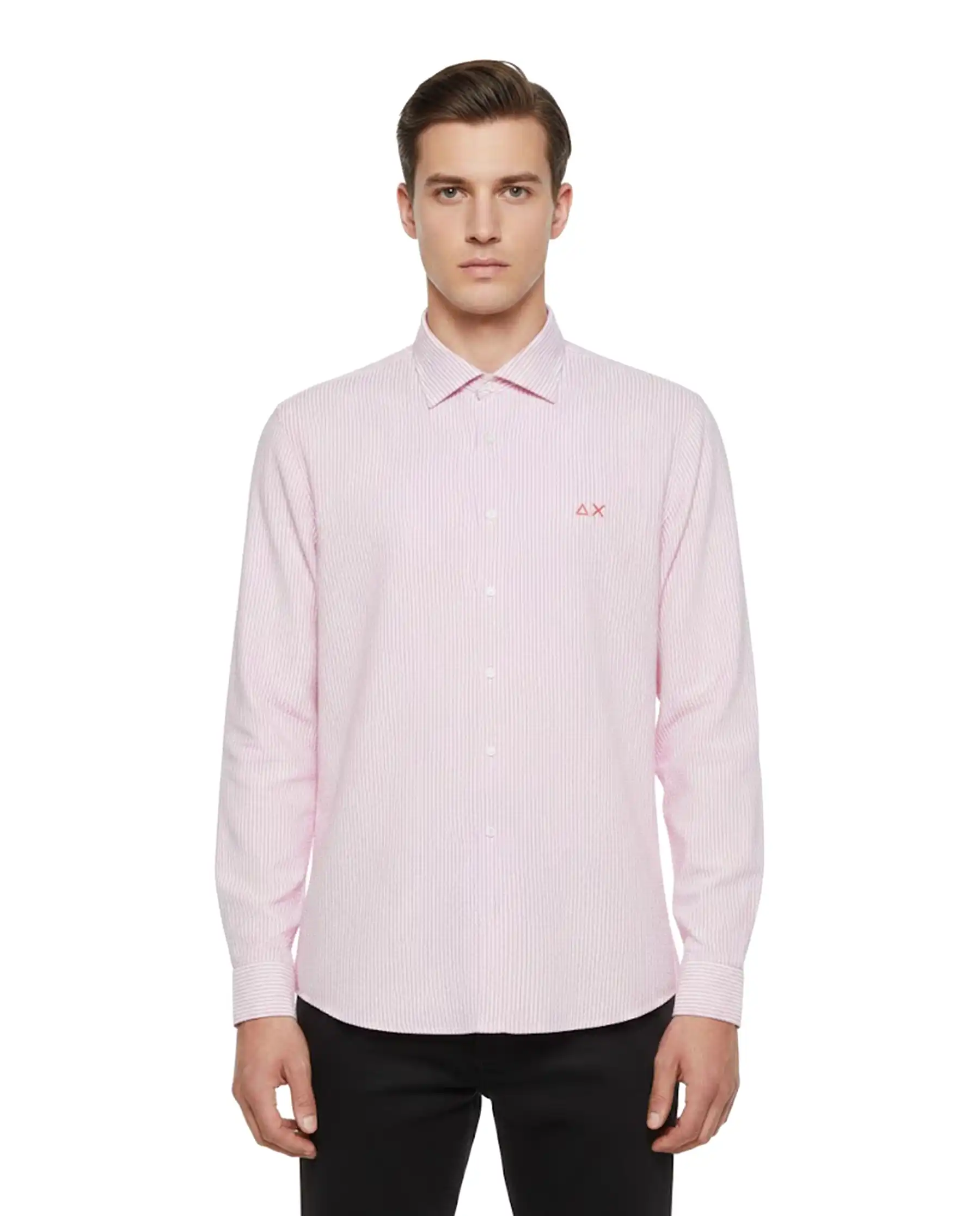 SUN 68 CAMICIA FANCY STRIPE ROSA