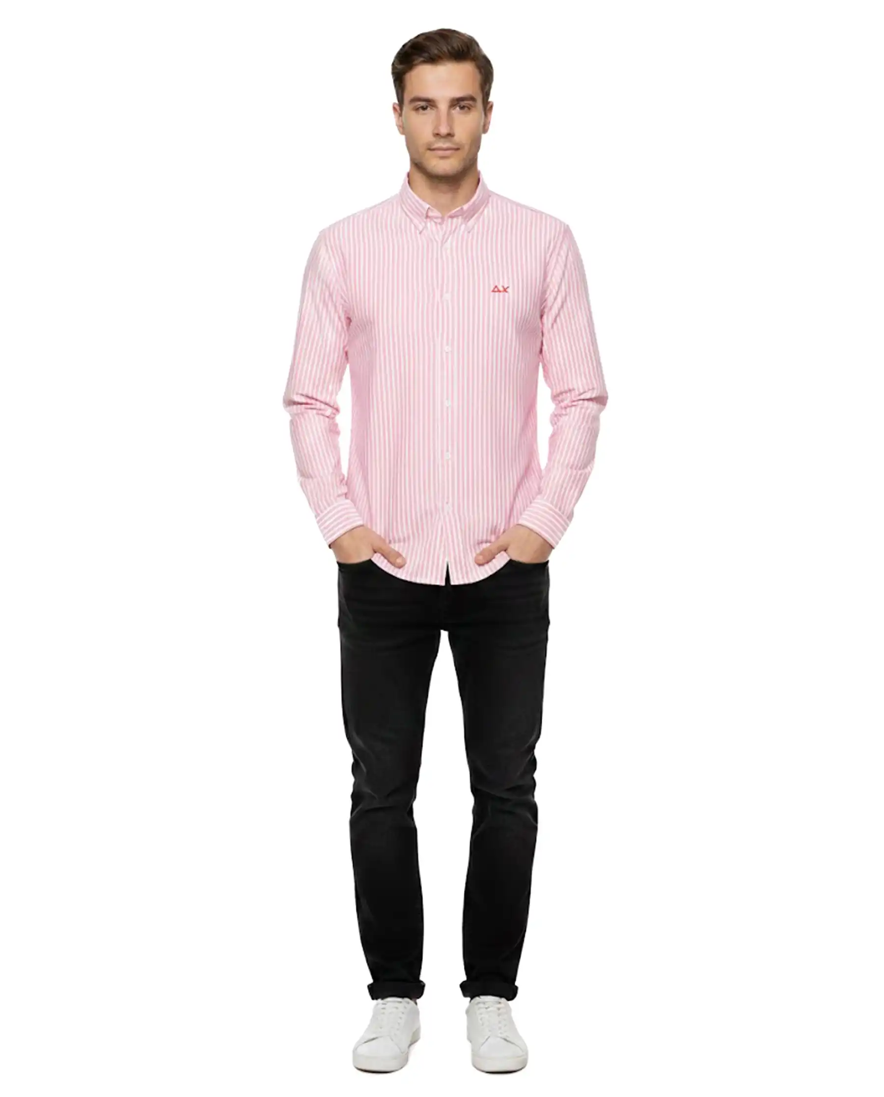 SUN 68 CAMICIA FANCY STRIPE ROSA