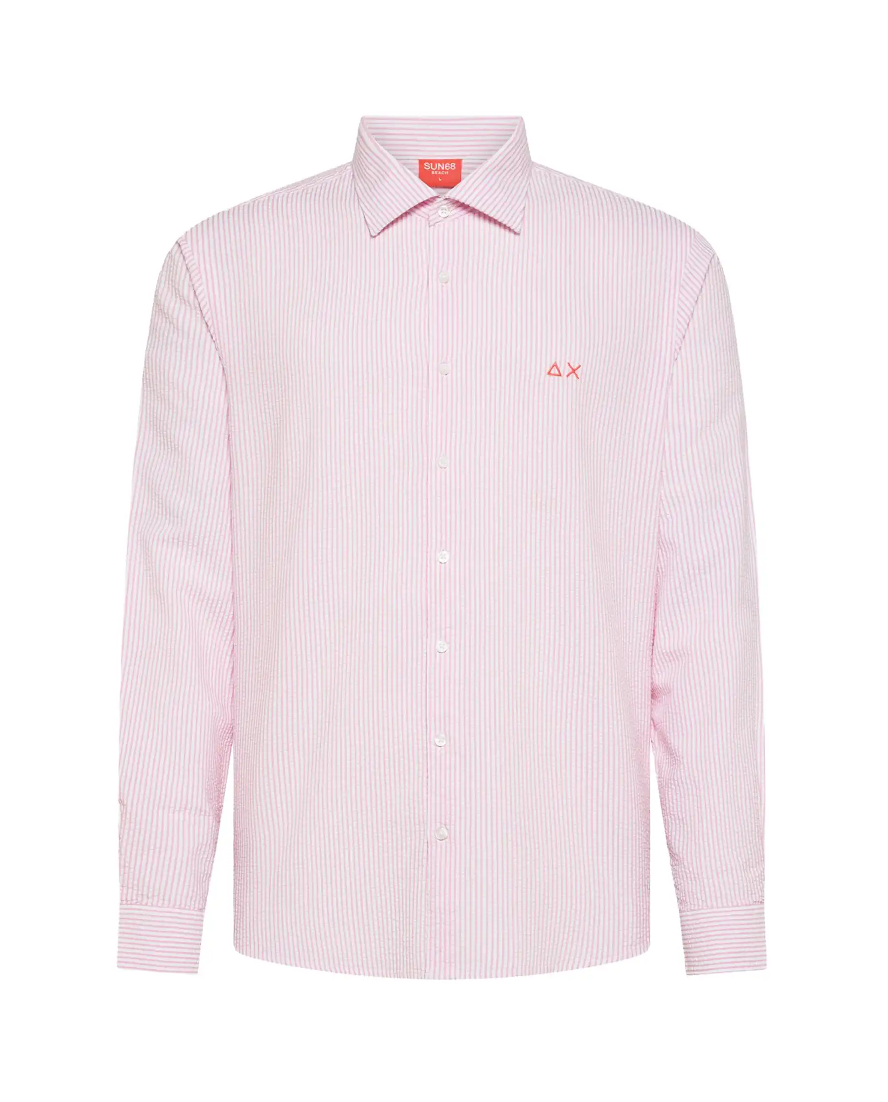 SUN 68 CAMICIA FANCY STRIPE ROSA