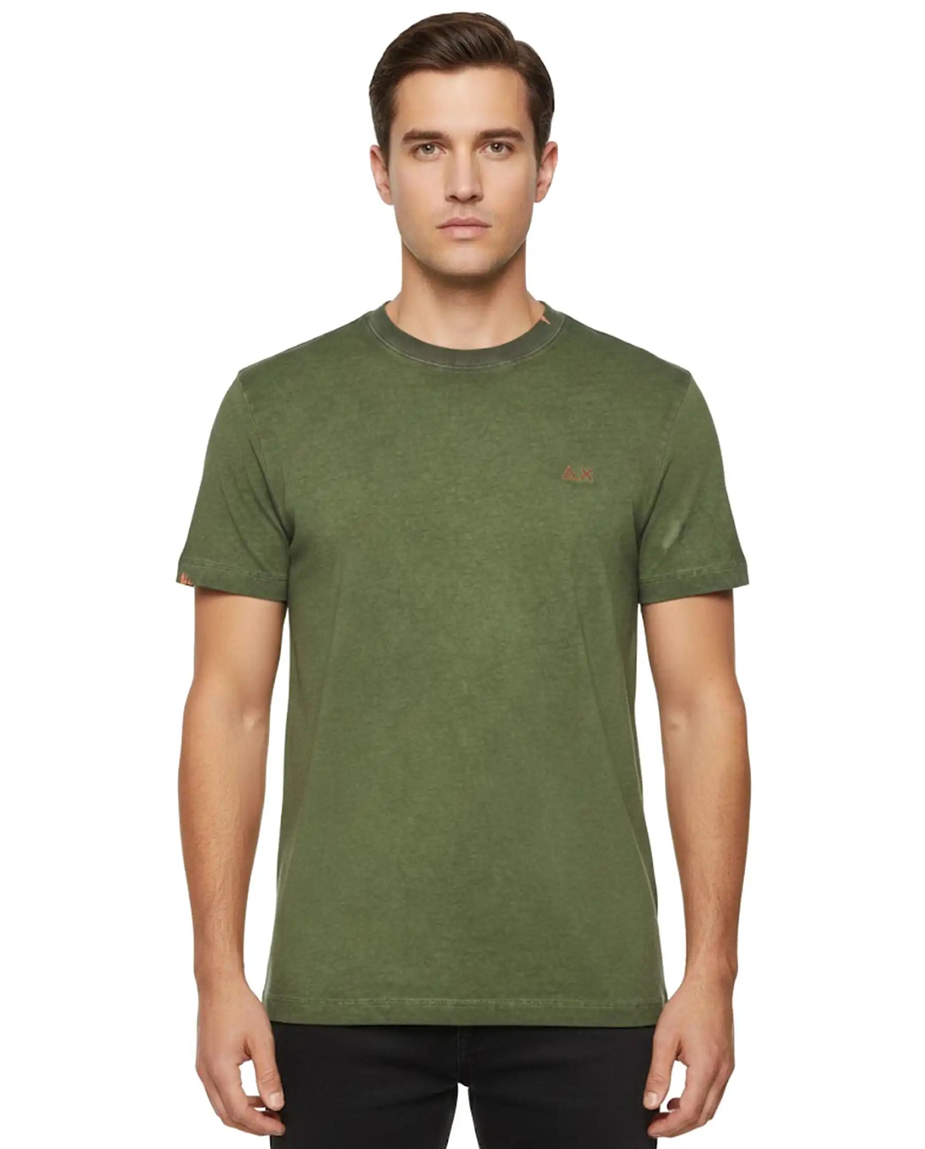 SUN 68 T-SHIRT SPECIAL DYED BEACH VERDE MILITARE