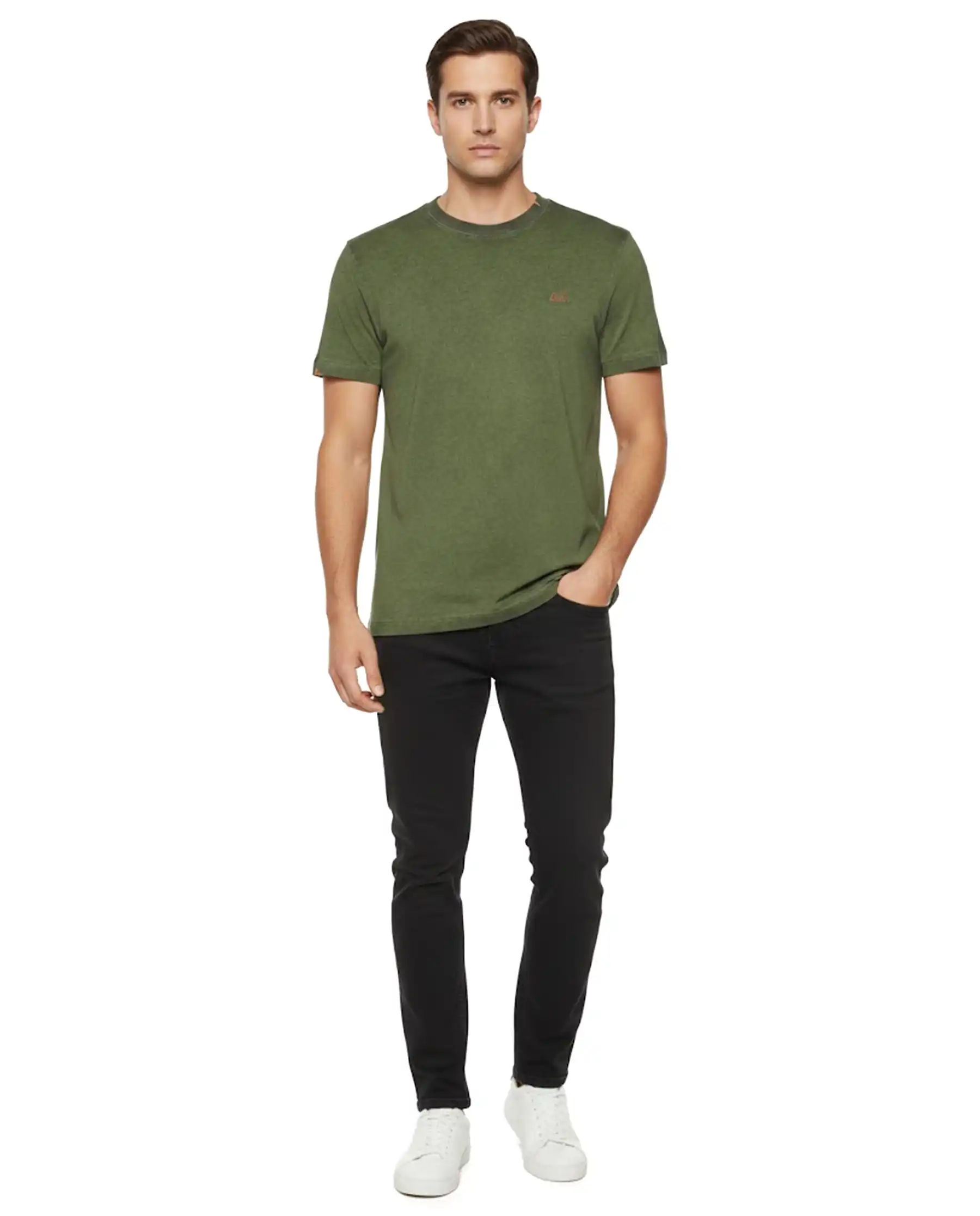 SUN 68 T-SHIRT SPECIAL DYED BEACH VERDE MILITARE