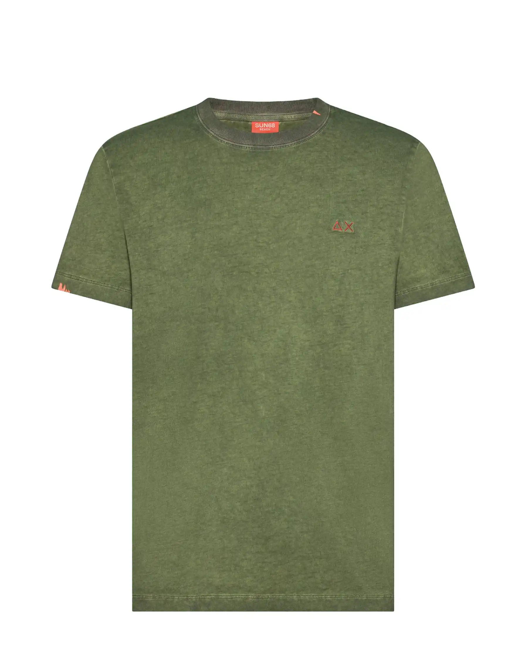 SUN 68 T-SHIRT SPECIAL DYED BEACH VERDE MILITARE