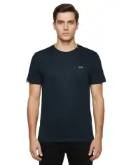 SUN 68 T-SHIRT JERSEY LINEN BEACH BLU