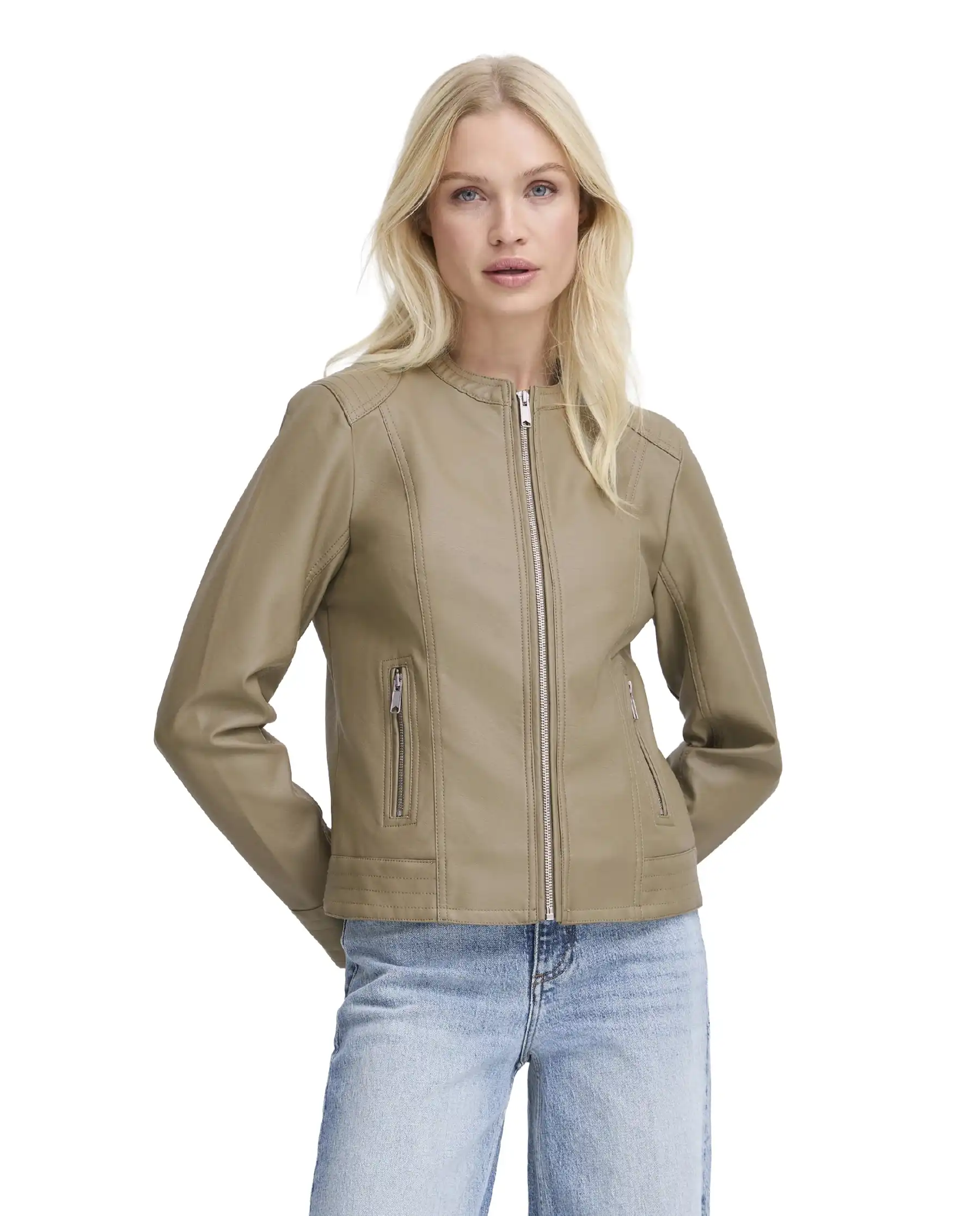 B.YOUNG GIACCA IN ECOPELLE ACOM TAUPE