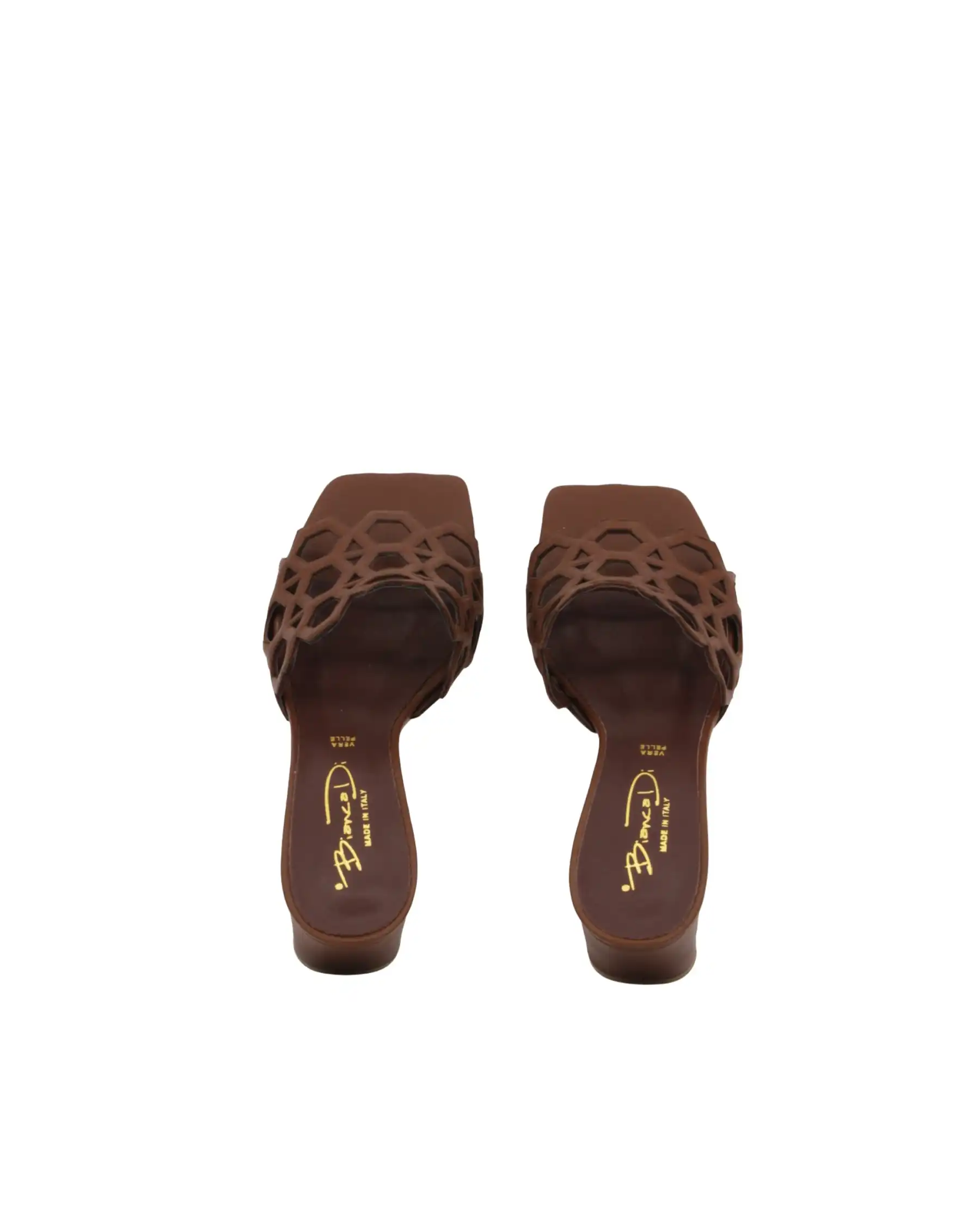 BIANCA DI CIABATTINE CON TACCO MARRONE