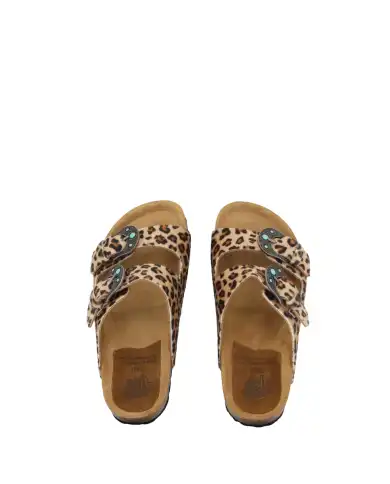 TAJI CIABATTINE BUCKLE LEOPARDATO