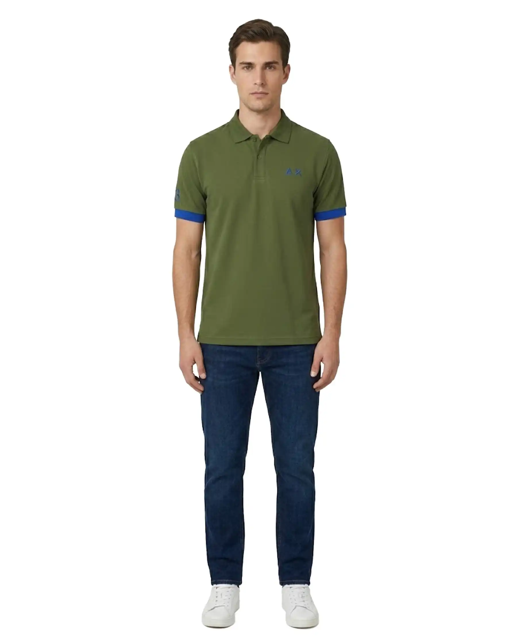 SUN 68 POLO BIG LOGO FLUO VERDE MILITARE