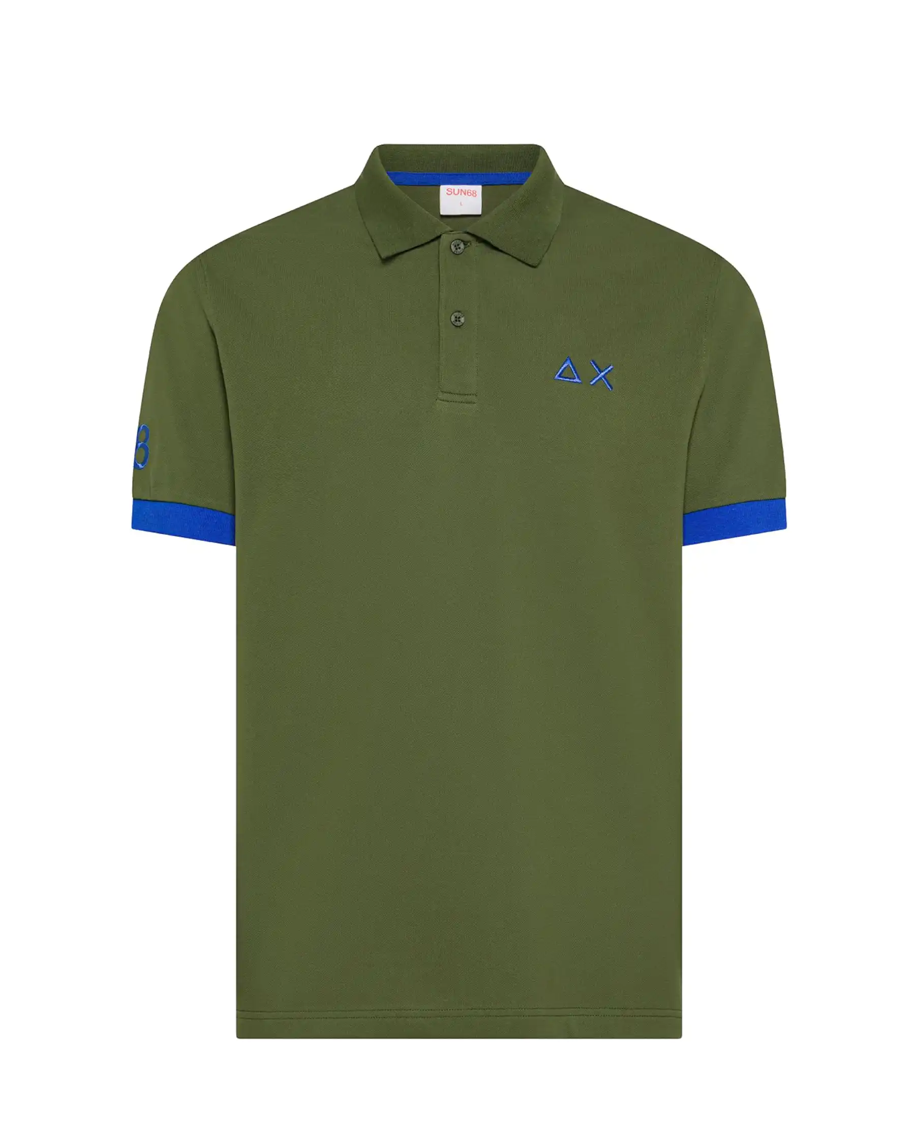 SUN 68 POLO BIG LOGO FLUO VERDE MILITARE