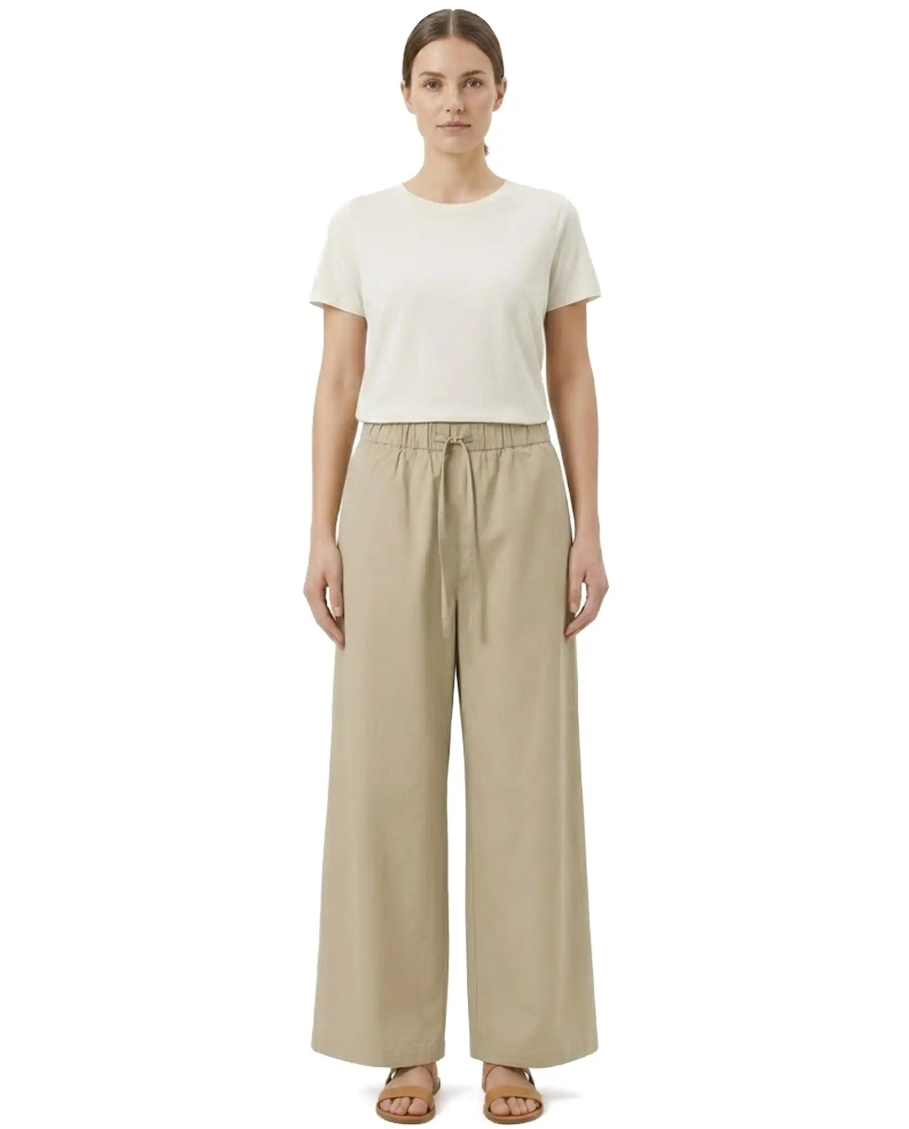 SUN 68 PANTALONI GAMBA LARGA BEIGE