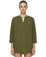 SUN 68 BLUSA HENLEY LINEN VERDE MILITARE