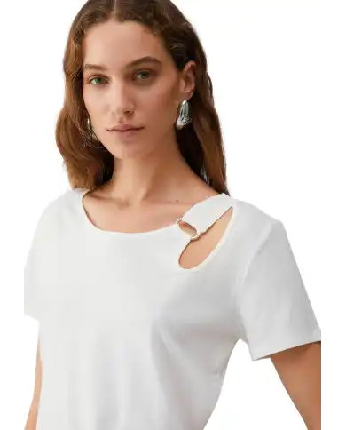 LIU JO T-SHIRT CON CUT-OUT PANNA