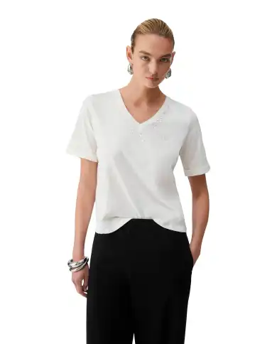 LIU JO T-SHIRT CON STRASS PANNA