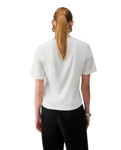 LIU JO T-SHIRT CON STRASS PANNA