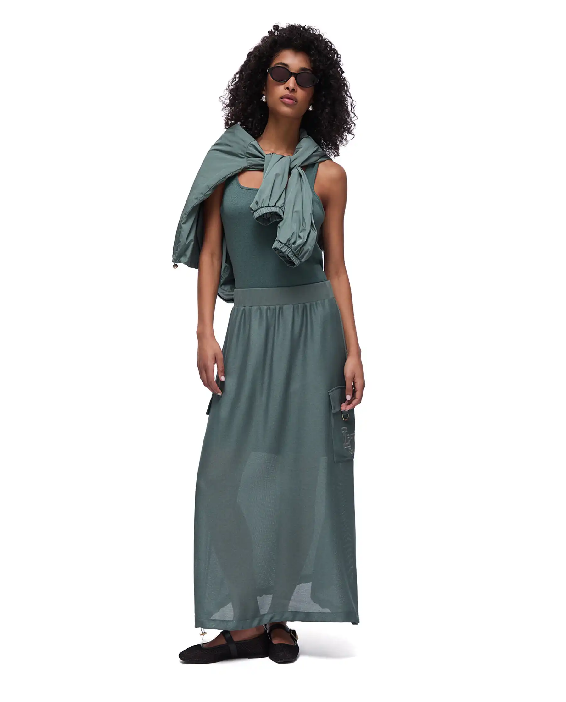 LIU JO GONNA LUNGA VERDE MILITARE