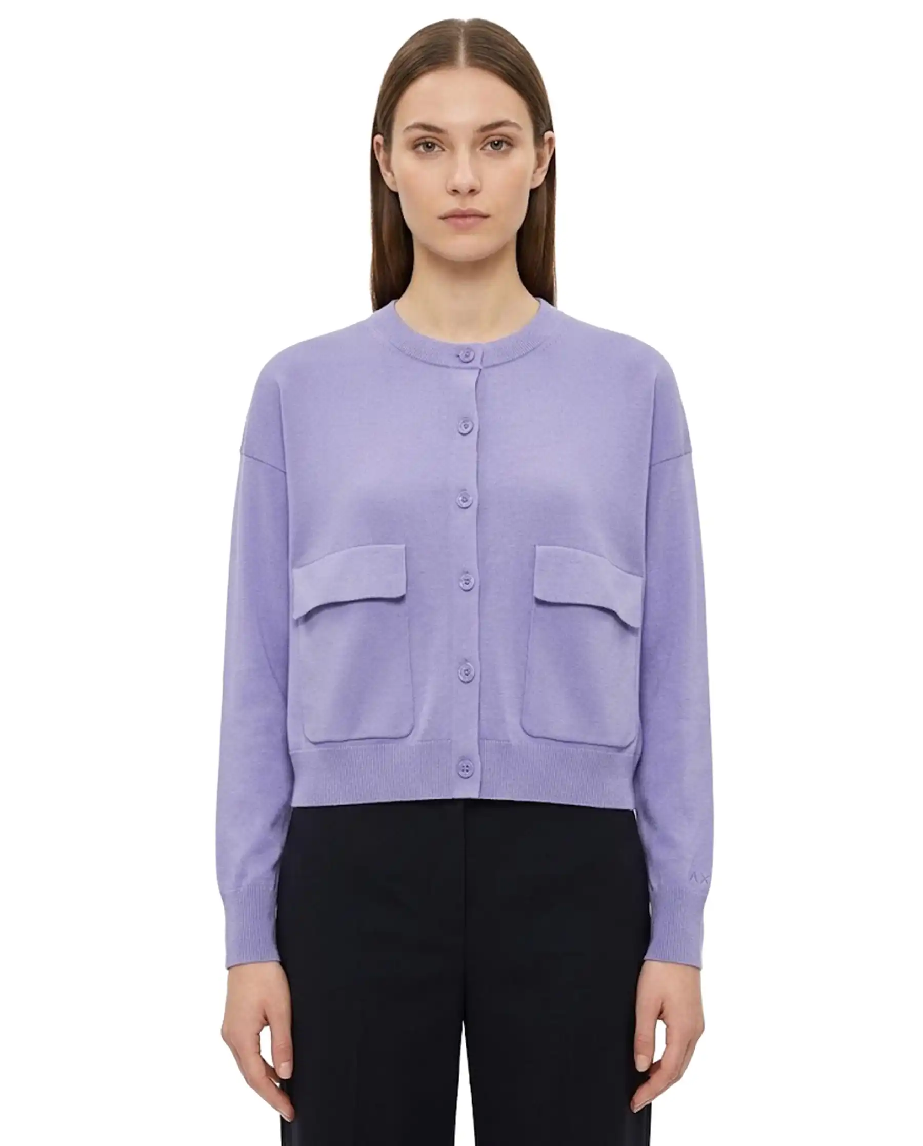 SUN 68 CARDIGAN ROUND NECK LILLA