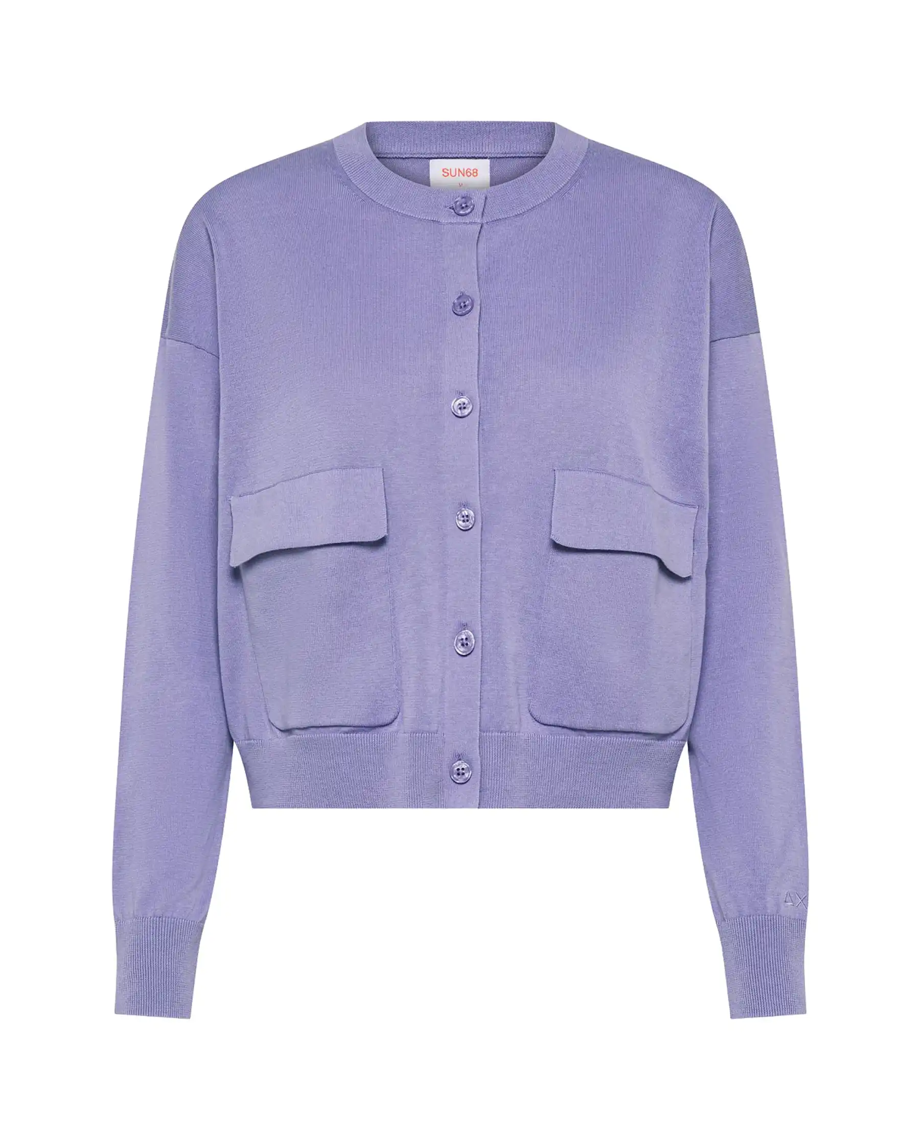 SUN 68 CARDIGAN ROUND NECK LILLA
