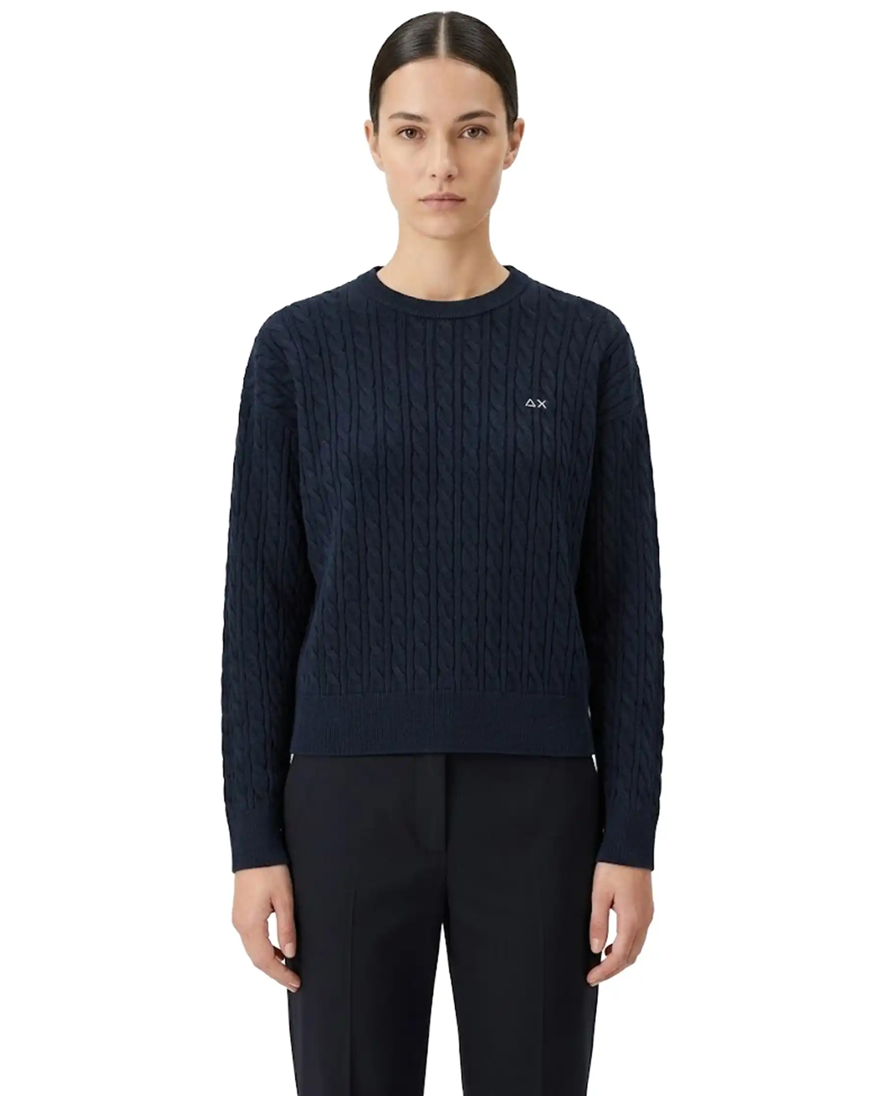 SUN 68 MAGLIA A TRECCE BOXY BLU