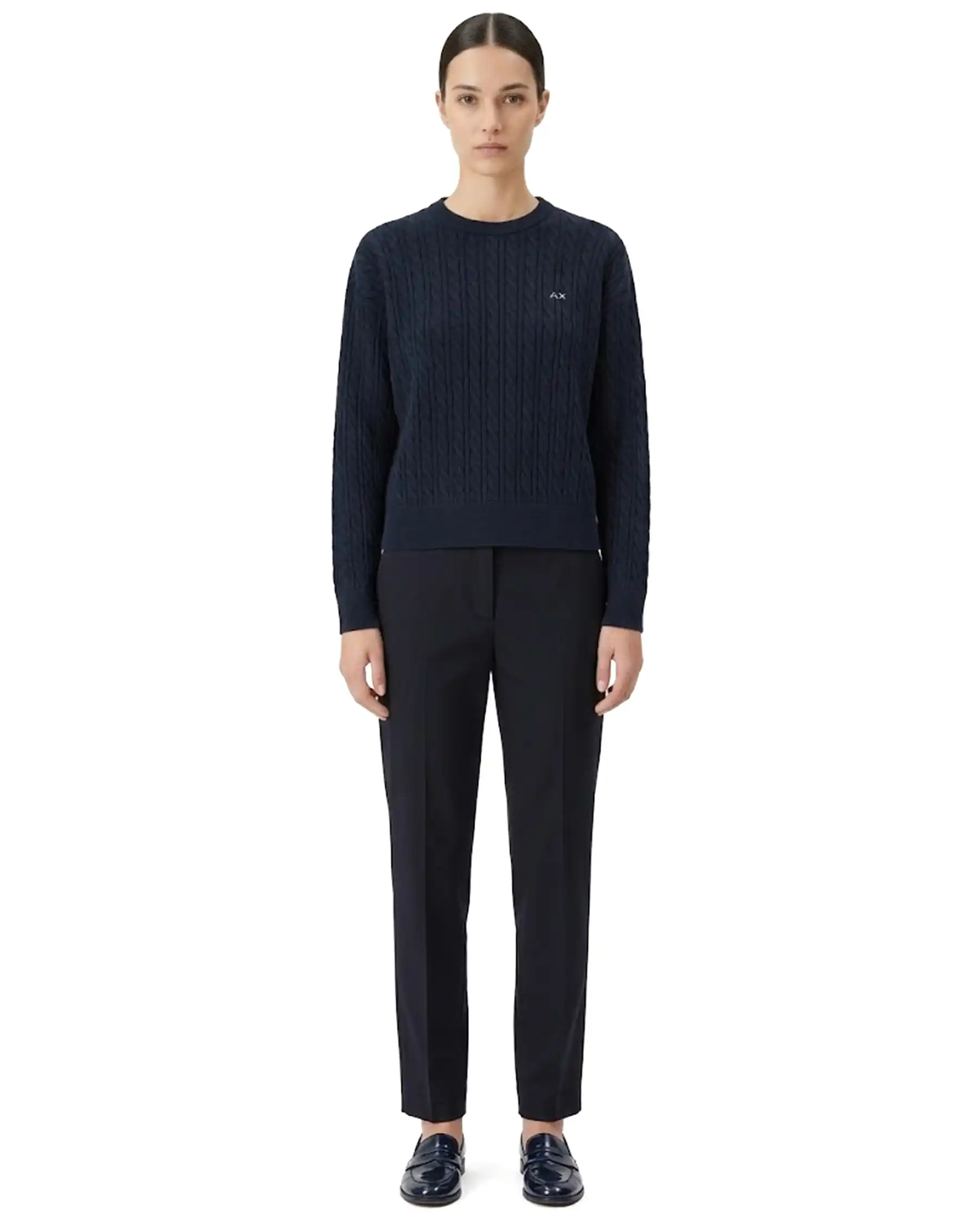 SUN 68 MAGLIA A TRECCE BOXY BLU