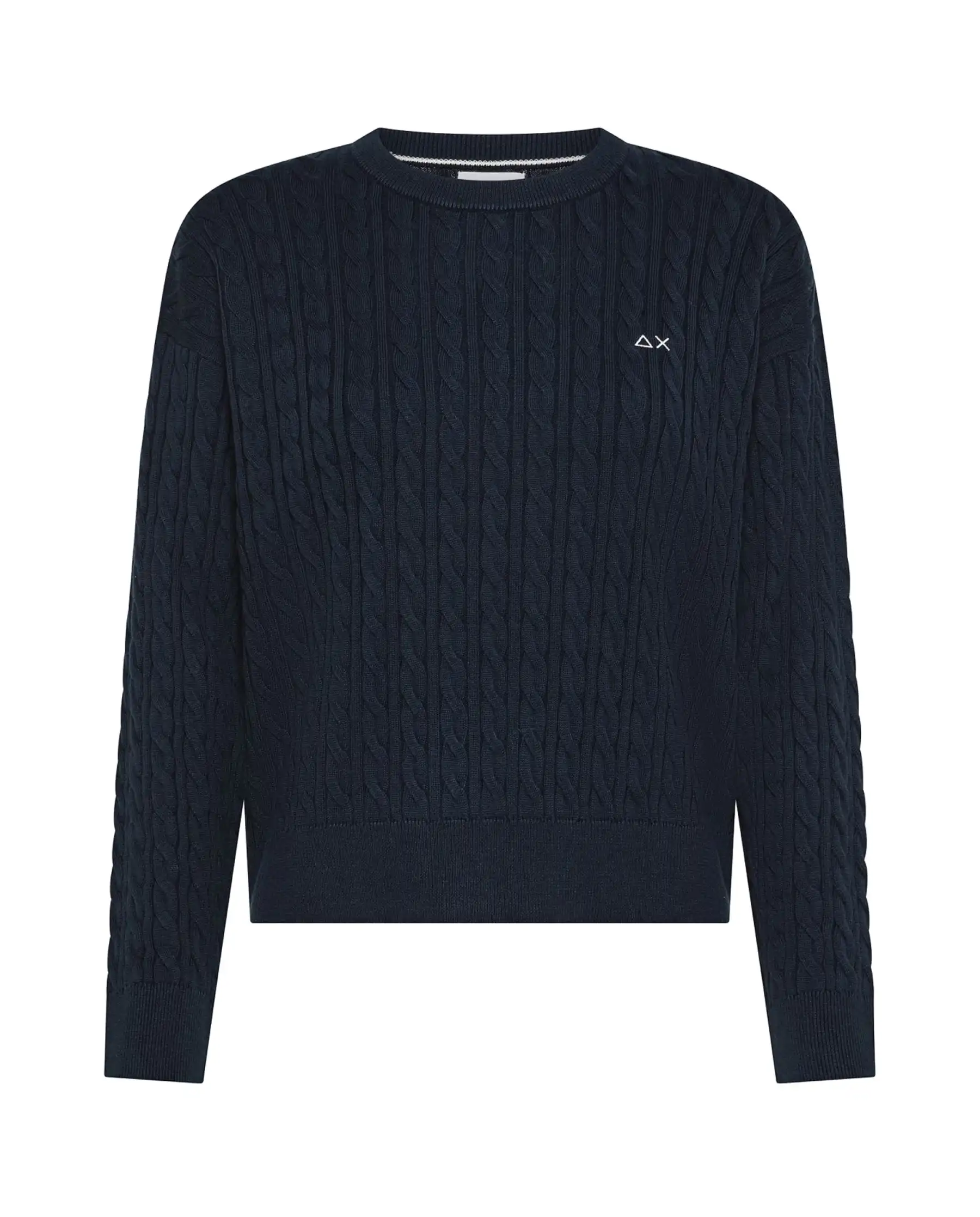 SUN 68 MAGLIA A TRECCE BOXY BLU