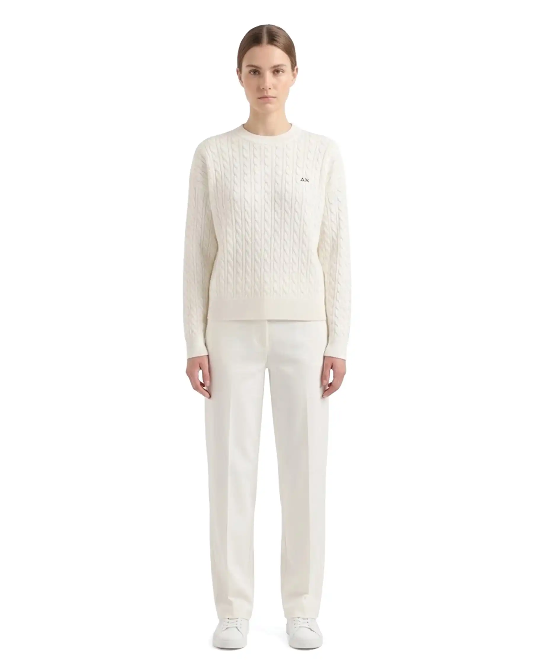 SUN 68 MAGLIA A TRECCE BOXY PANNA